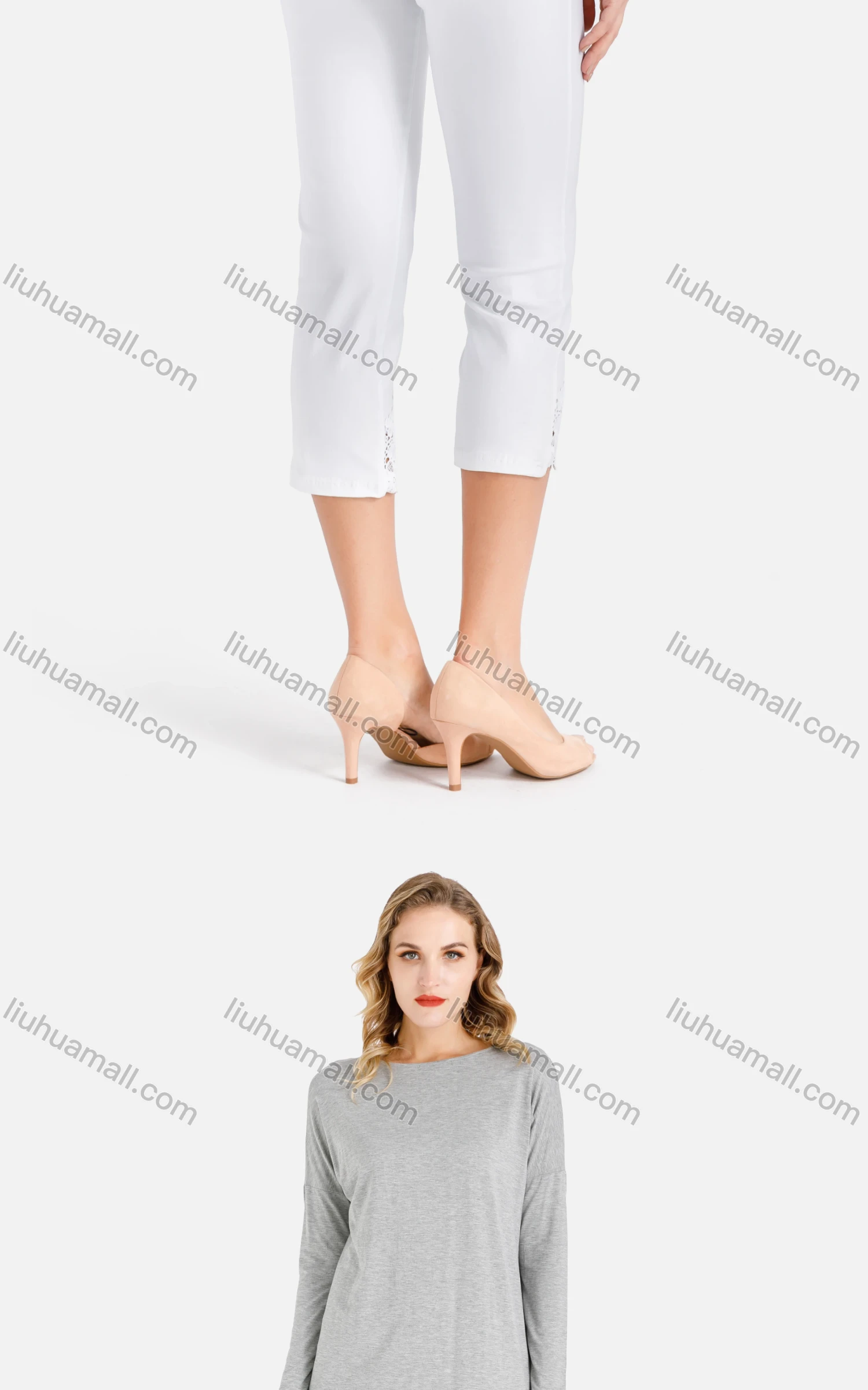 Wholesale Women's Fall Lace Appliques Skinny Capris Pants - Liuhuamall