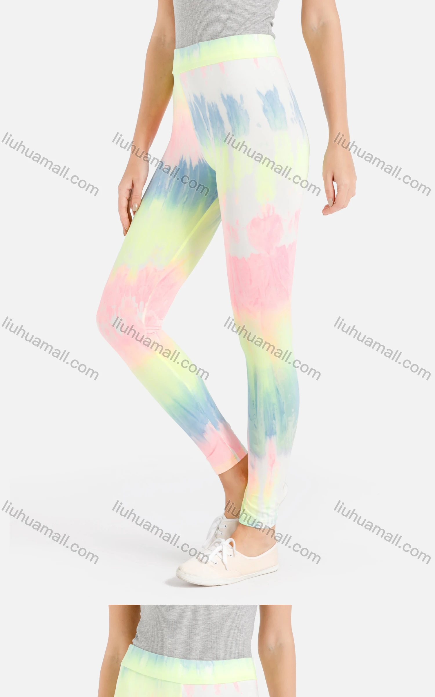 Wholesale Women's Tie Dye High Waist Crop Leggings - Liuhuamall