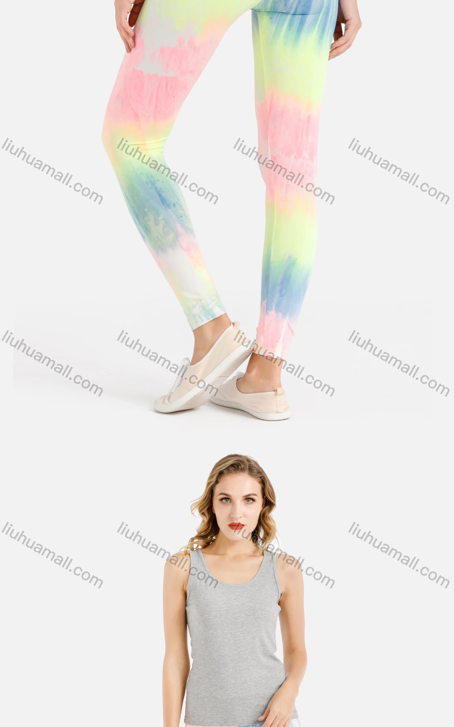 Wholesale Women's Tie Dye High Waist Crop Leggings - Liuhuamall