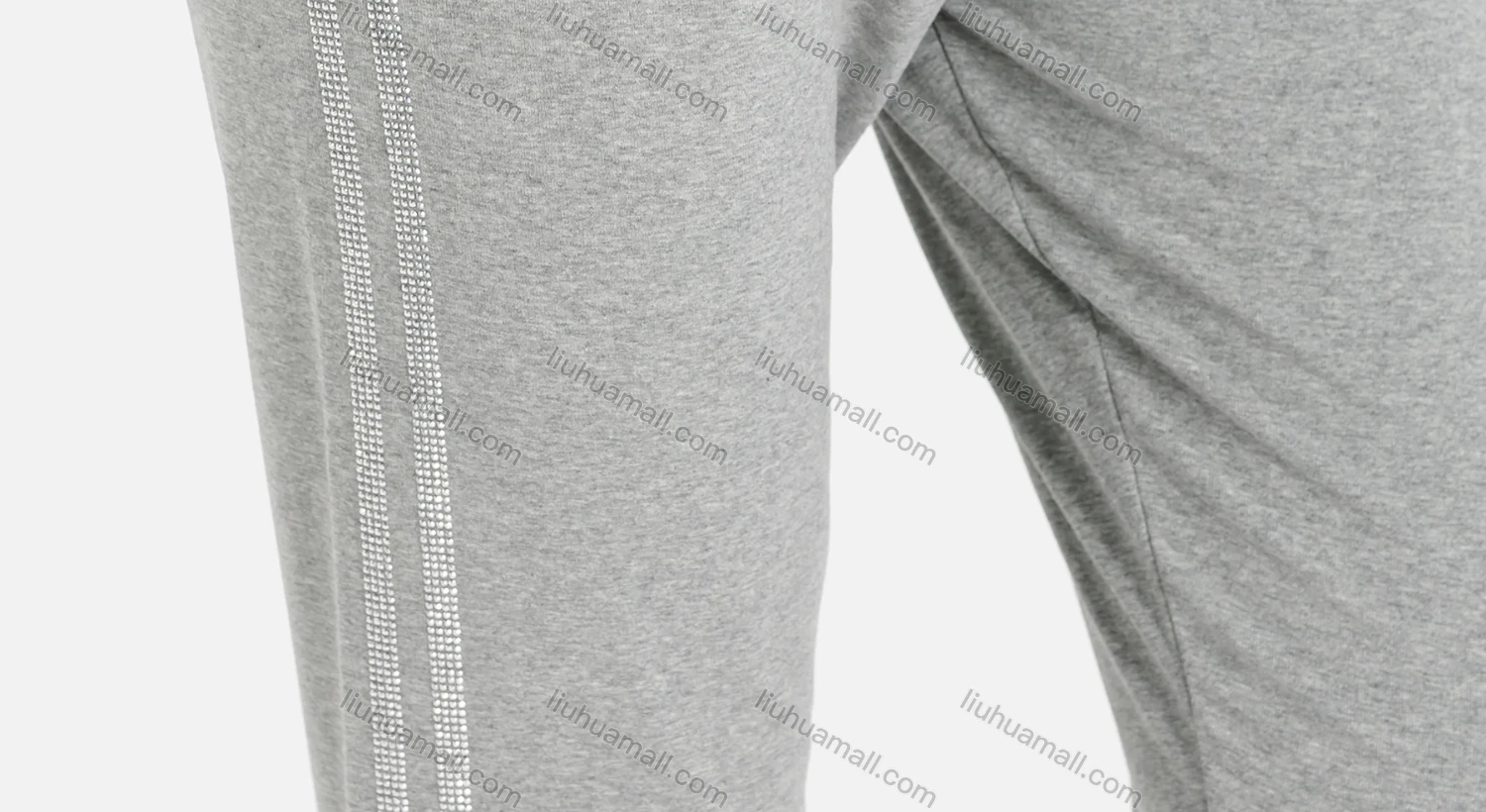 Wholesale Women's Rhinestone Striped Crop SweatPants - Liuhuamall