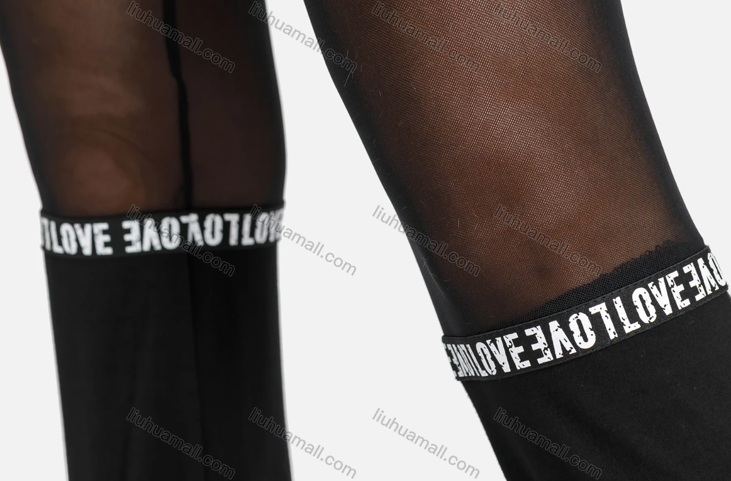 Wholesale Women's Mesh Panels Letter Graphic Crop Active Pants - Liuhuamall