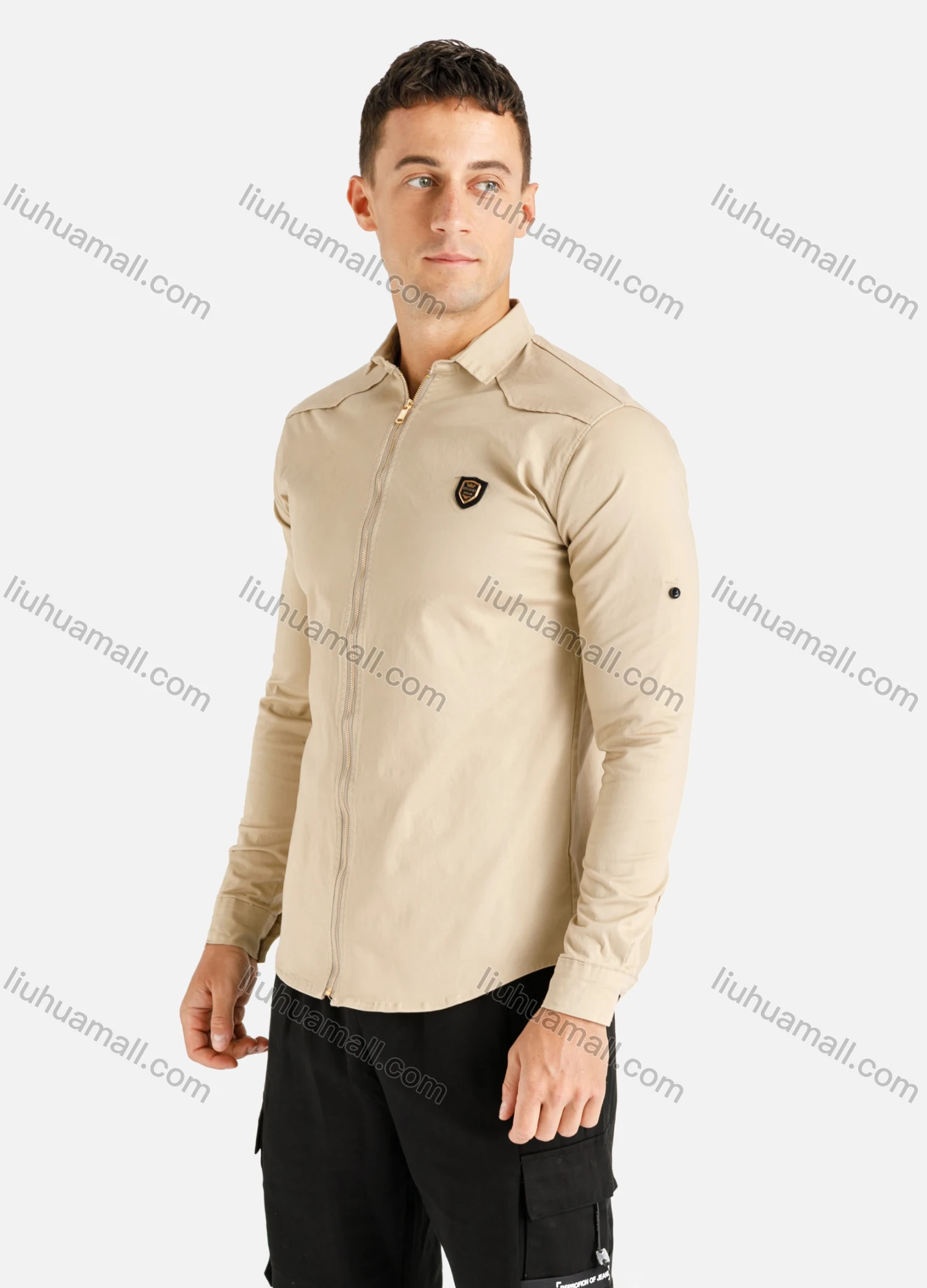 Wholesale Men's Casual Lightweight Plain Long Sleeve Zipper Jacket - Liuhuamall