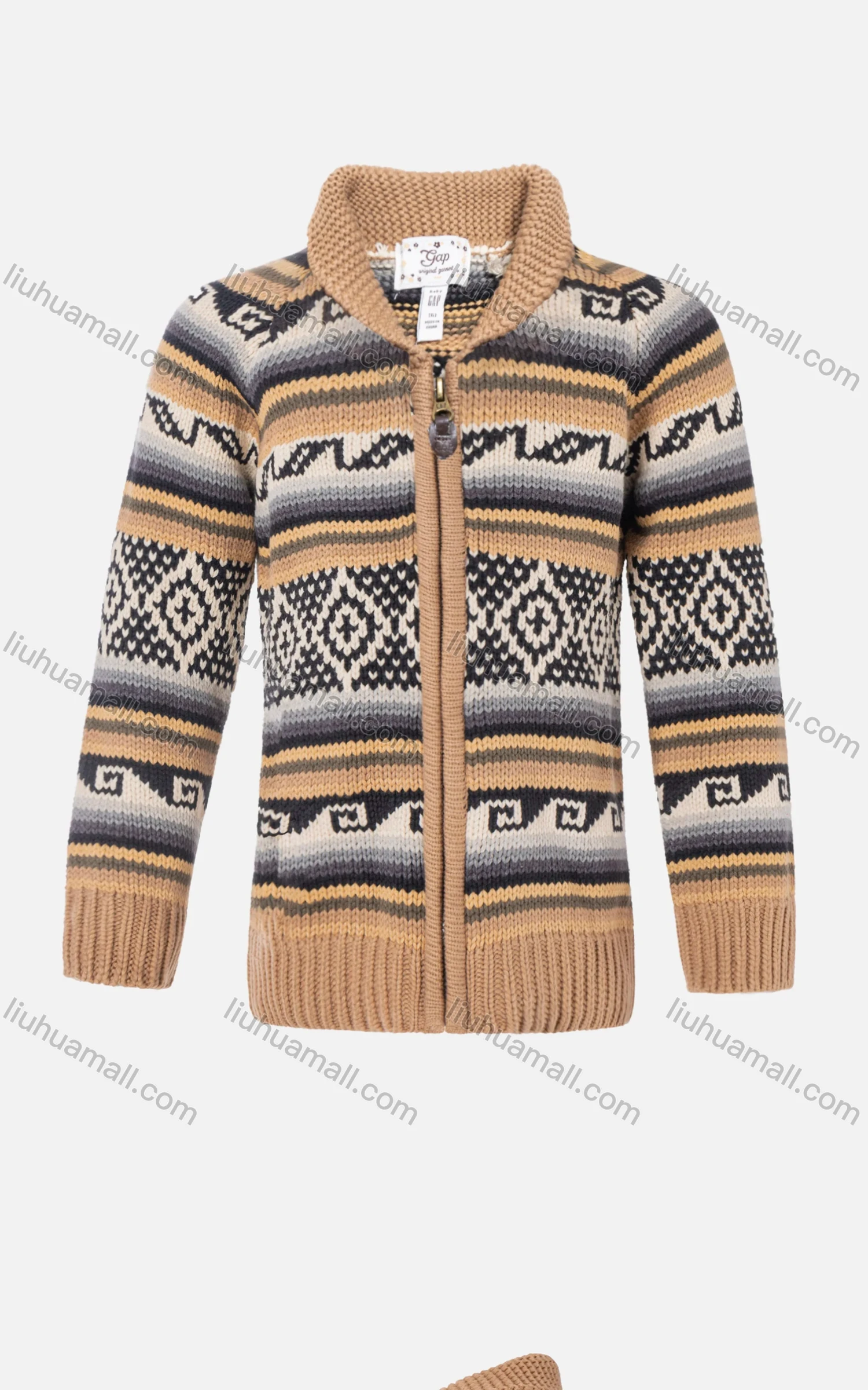 Wholesale Boys Long Sleeve Sweater Striped Print Zip Front Knitted Jacket - Liuhuamall