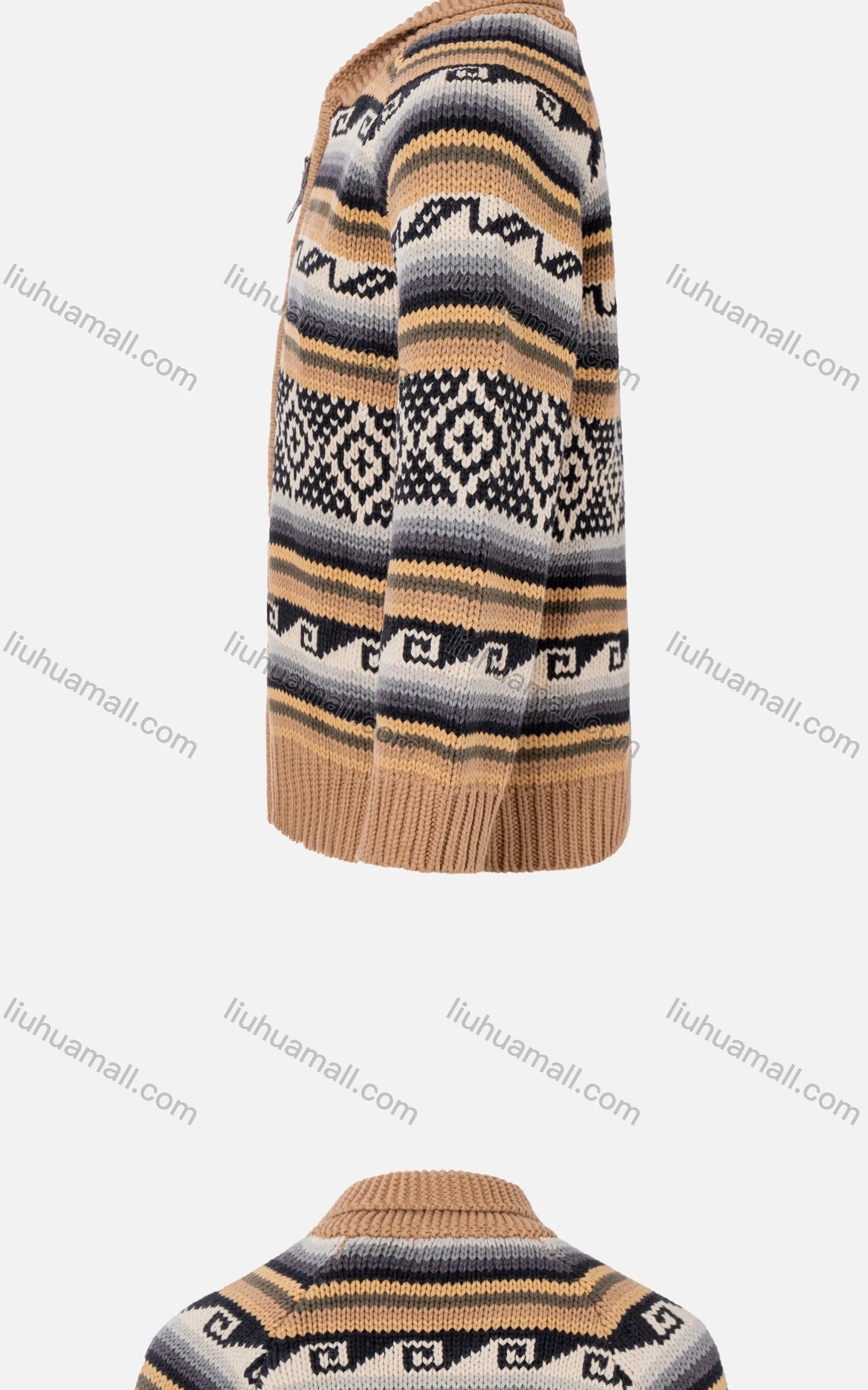 Wholesale Boys Long Sleeve Sweater Striped Print Zip Front Knitted Jacket - Liuhuamall