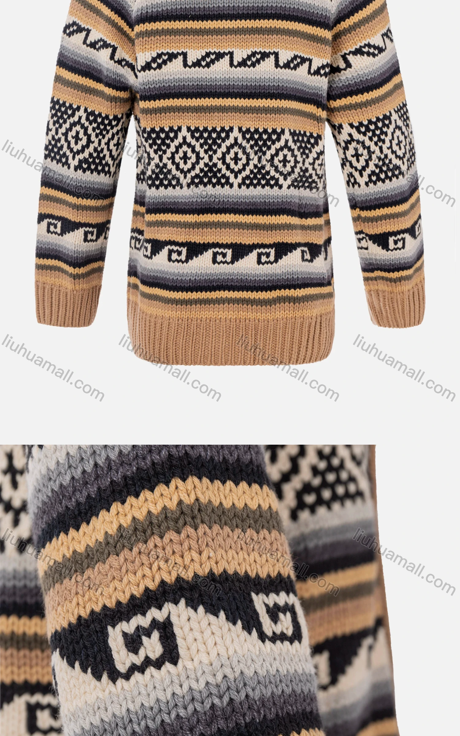 Wholesale Boys Long Sleeve Sweater Striped Print Zip Front Knitted Jacket - Liuhuamall