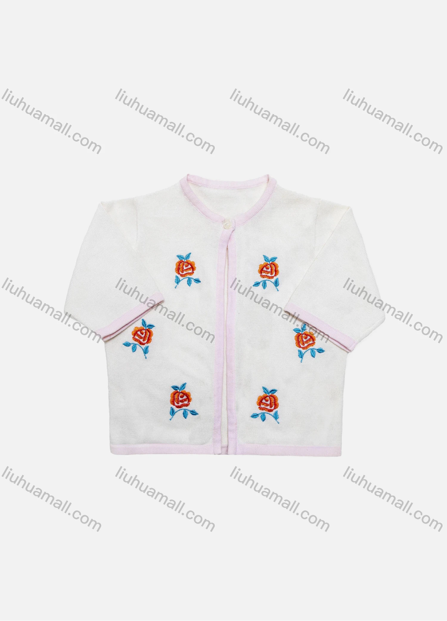 Wholesale Baby's Cute Embroidery Floral Long Sleeve One Button Sweater Cardigan - Liuhuamall