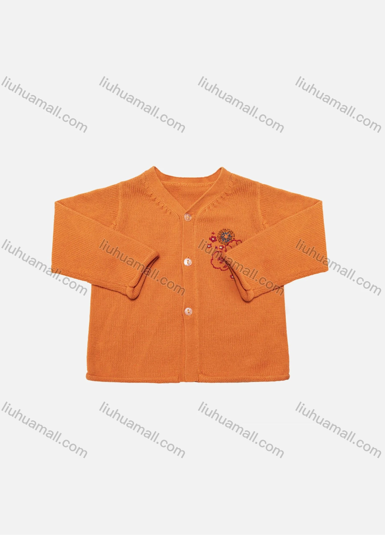Wholesale Baby's Cute Rhinestone Embroidery Floral Long Sleeve Button Front Sweater Cardigan - Liuhuamall