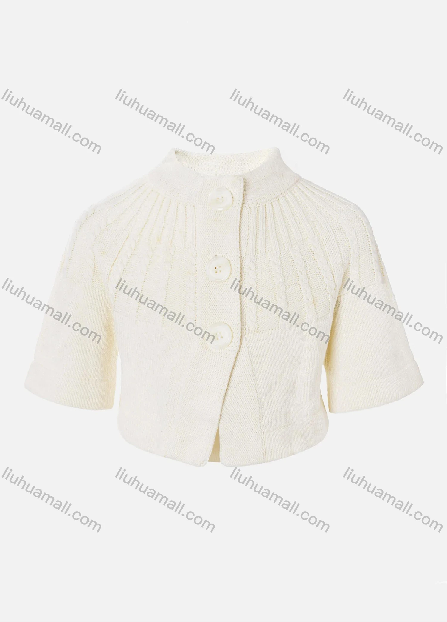 Wholesale Baby's Long Sleeve Mock Neck Button Front Plain Sweater Cardigan - Liuhuamall