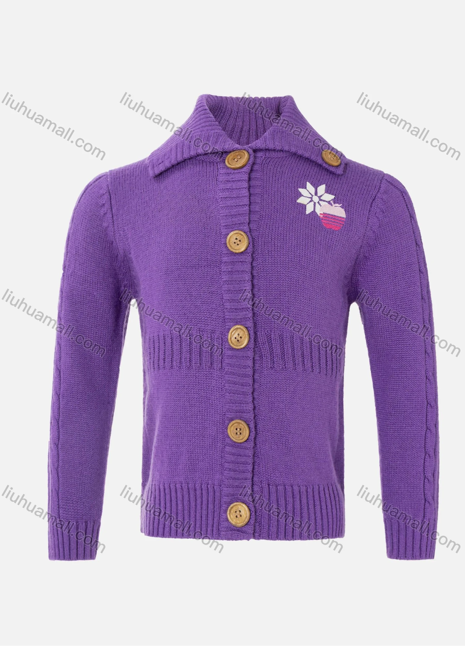 Wholesale Girls Wool Long Sleeve Lapel Button Front Snowflake Sweater Cardigan - Liuhuamall