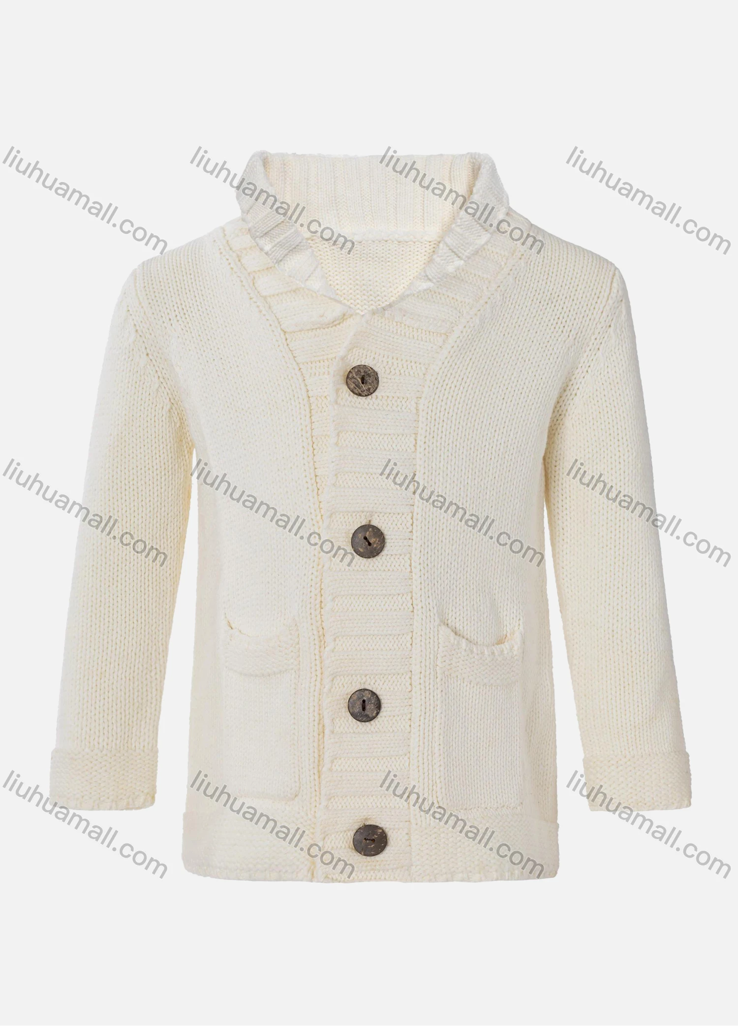 Wholesale Girls Long Sleeve Stand Collar Dual Pockets Button Front Sweater Cardigan - Liuhuamall