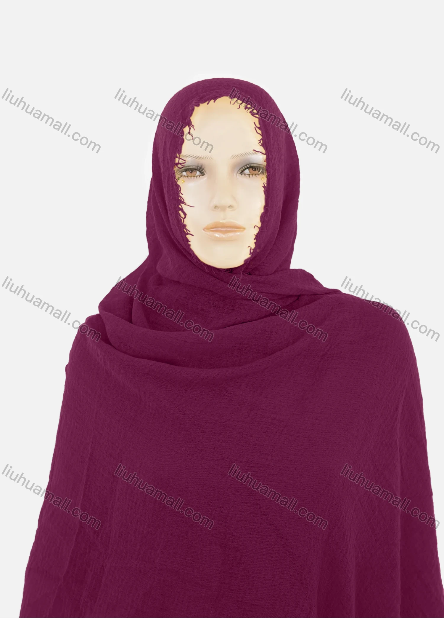 Wholesale Women's Autumn Yellow Plain Raw Edge Cotton Hijab Scarf - Liuhuamall