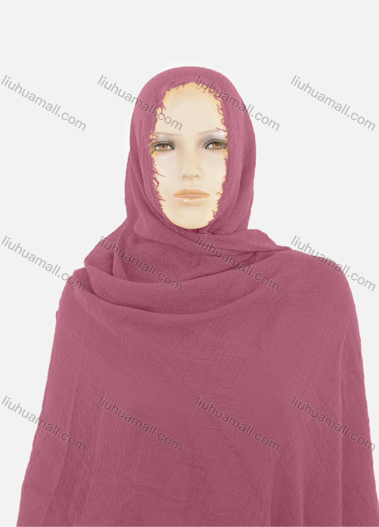 Wholesale Women's Autumn Yellow Plain Raw Edge Cotton Hijab Scarf - Liuhuamall