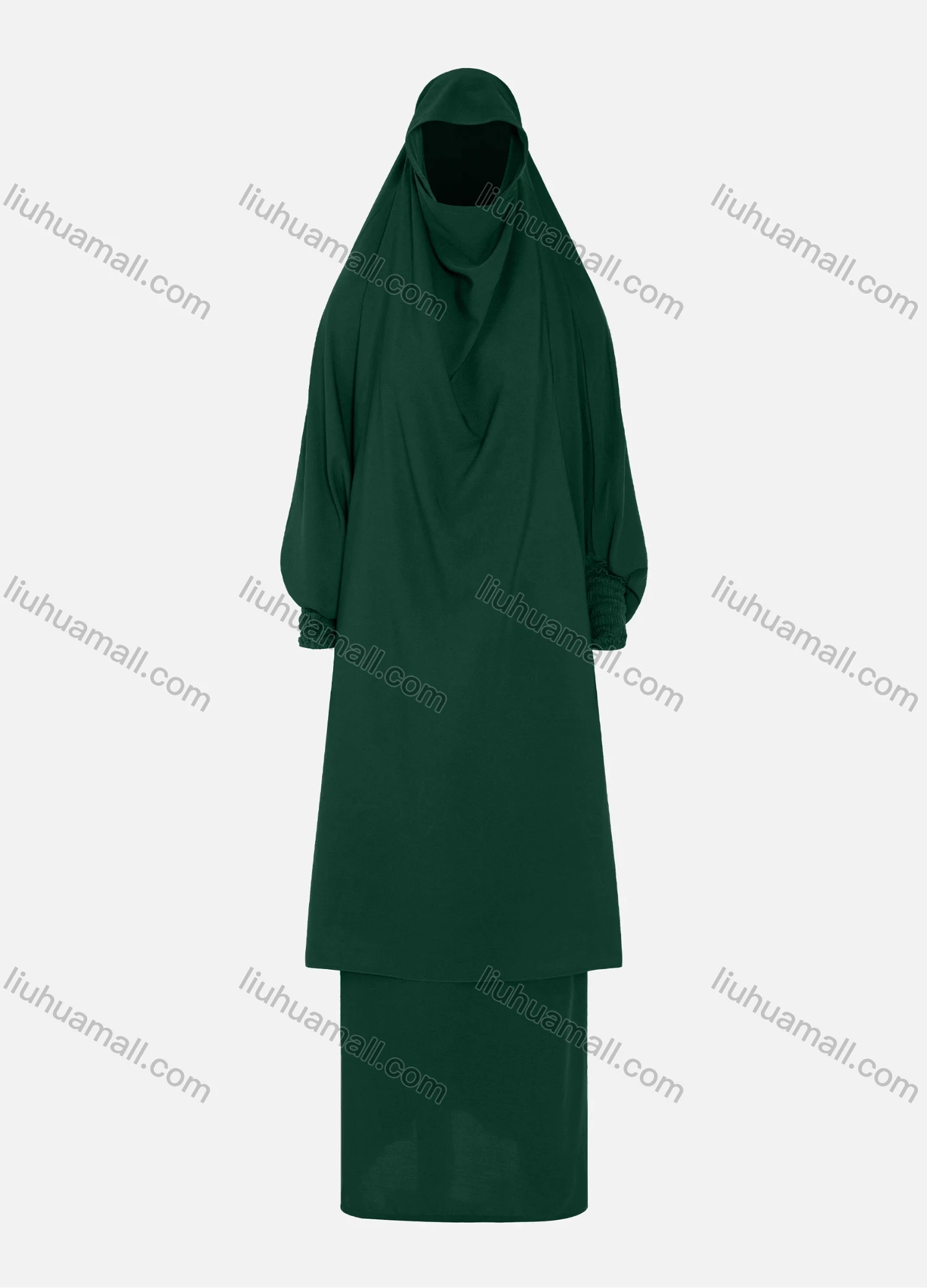 Wholesale Women's Islamic Modest Linen Plain Prayer Maxi Abaya Dress With Hijab 2 Pieces Set - Liuhuamall