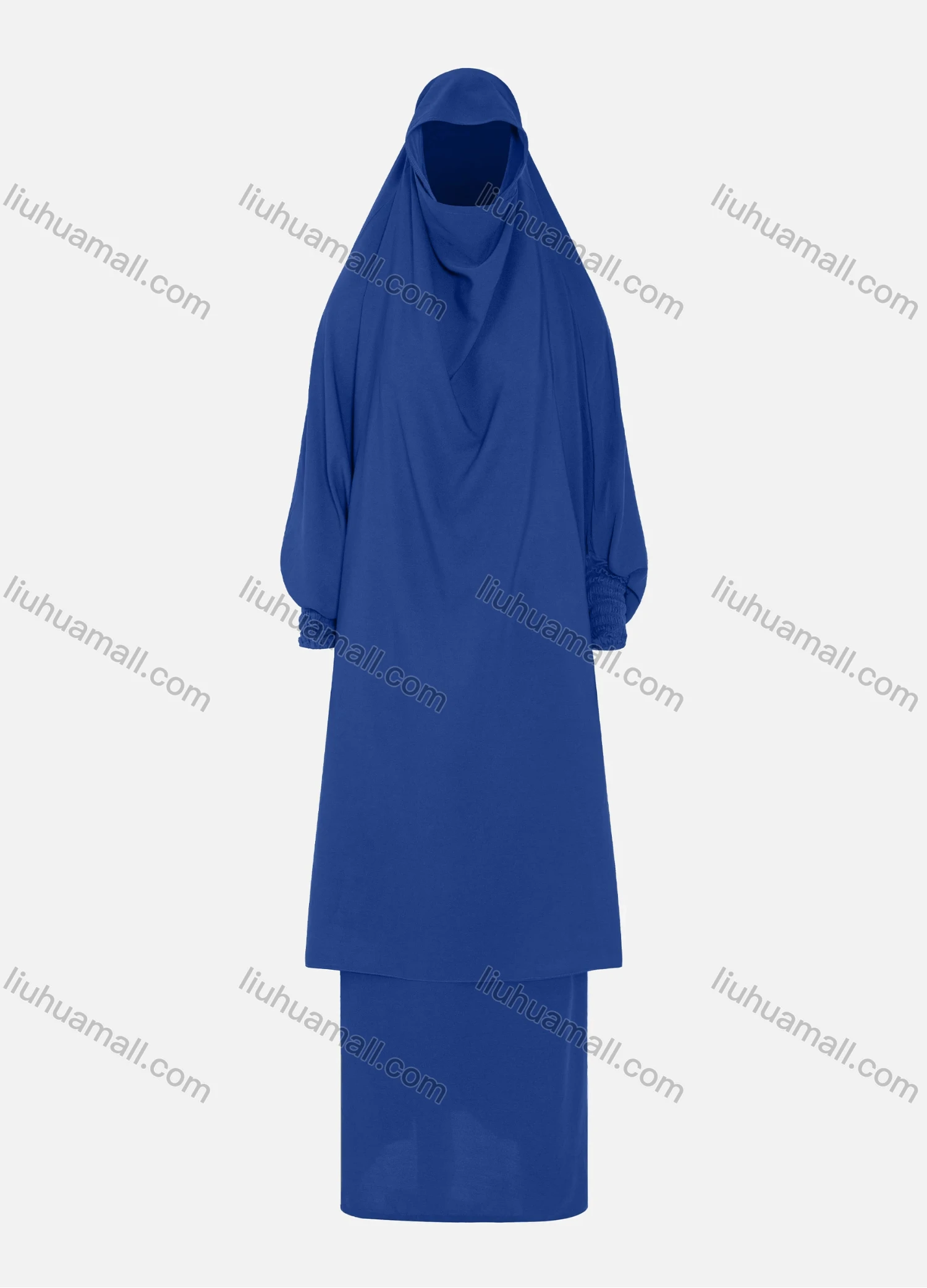 Wholesale Women's Islamic Modest Linen Plain Prayer Maxi Abaya Dress With Hijab 2 Pieces Set - Liuhuamall