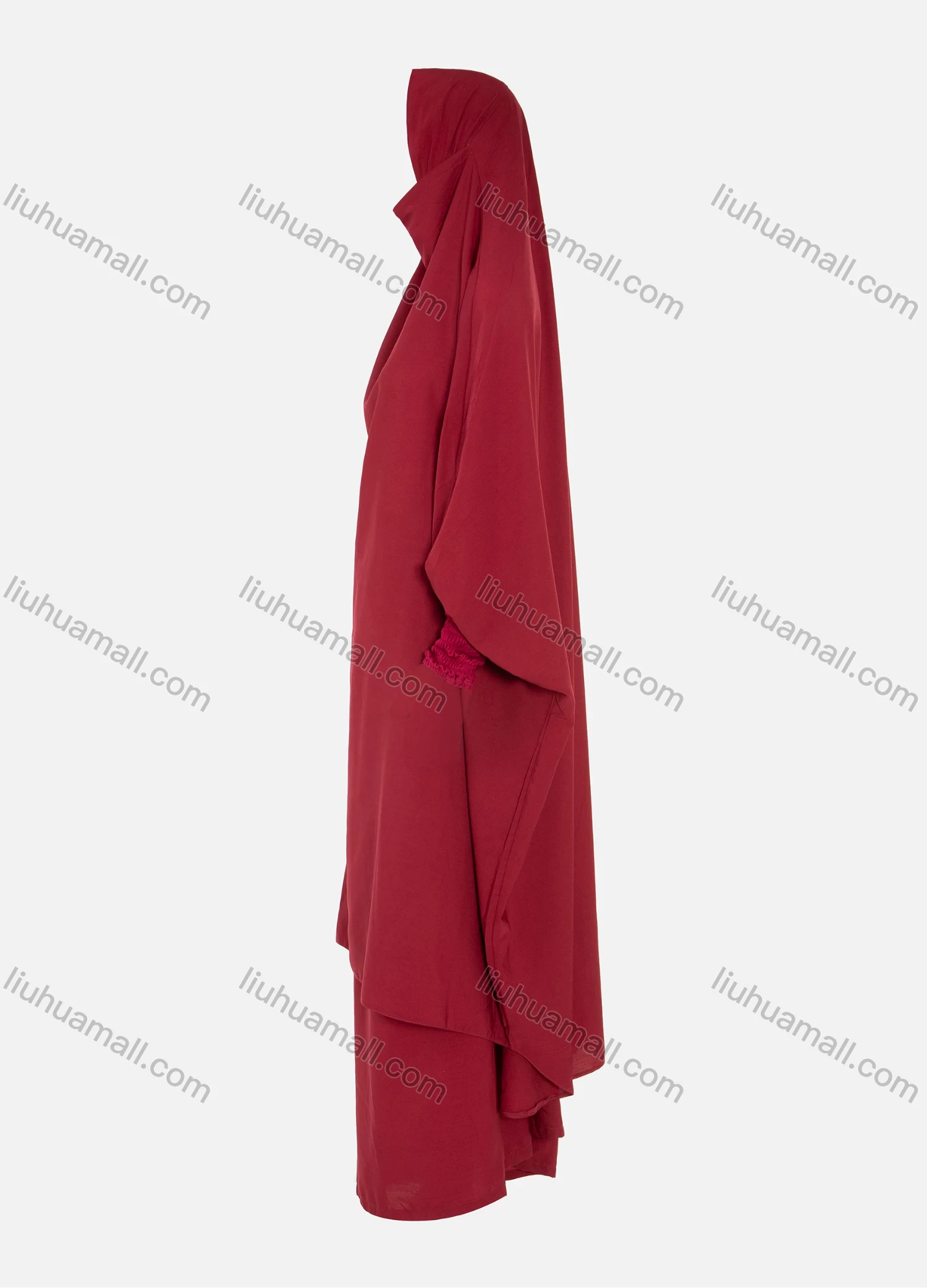 Wholesale Women's Islamic Modest Linen Plain Prayer Maxi Abaya Dress With Hijab 2 Pieces Set - Liuhuamall