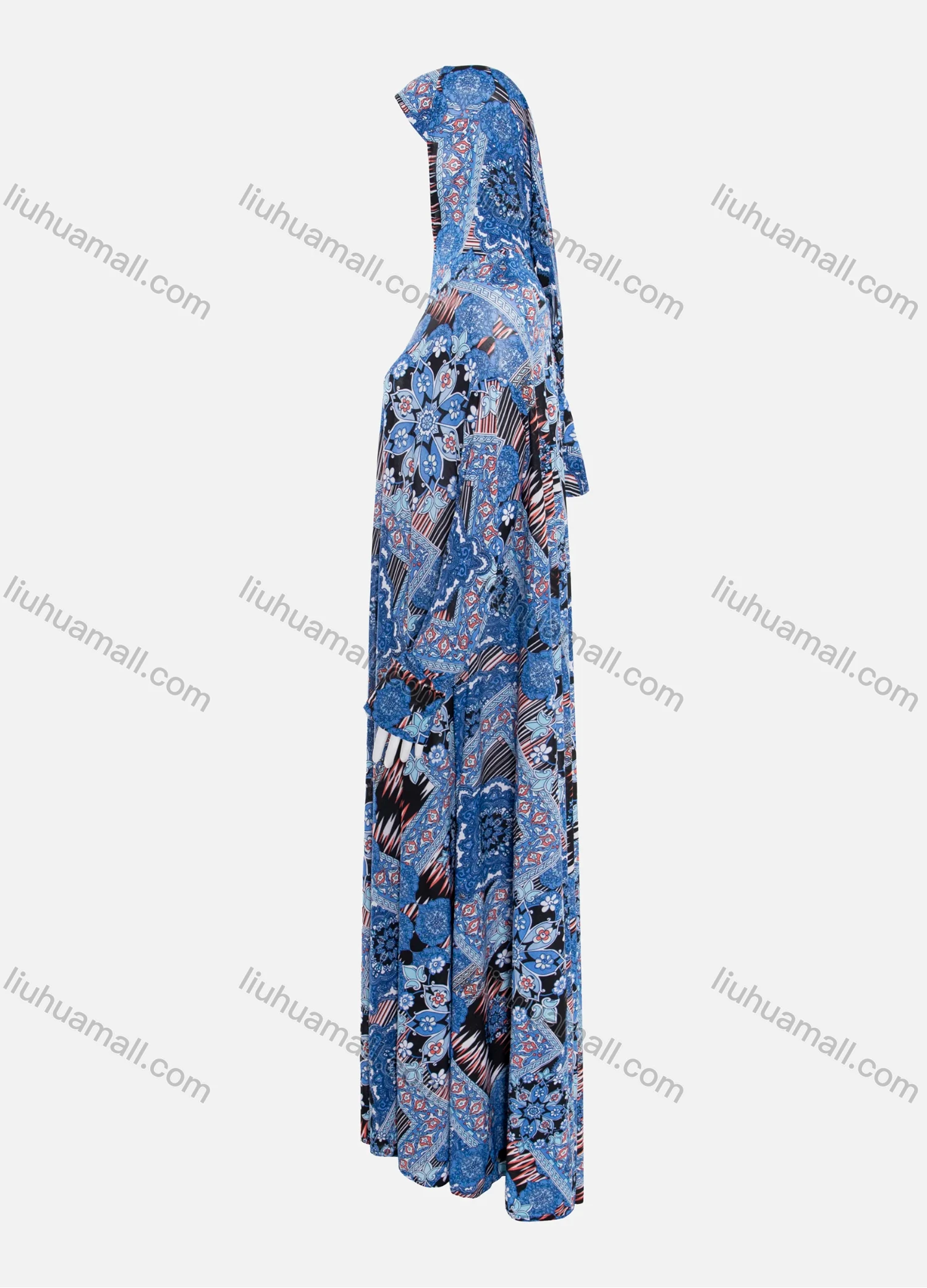 Wholesale Women's Islamic Modest Allover Vintage Print Maxi Prayer Abaya Dress With Hijab 2 Pieces Set - Liuhuamall