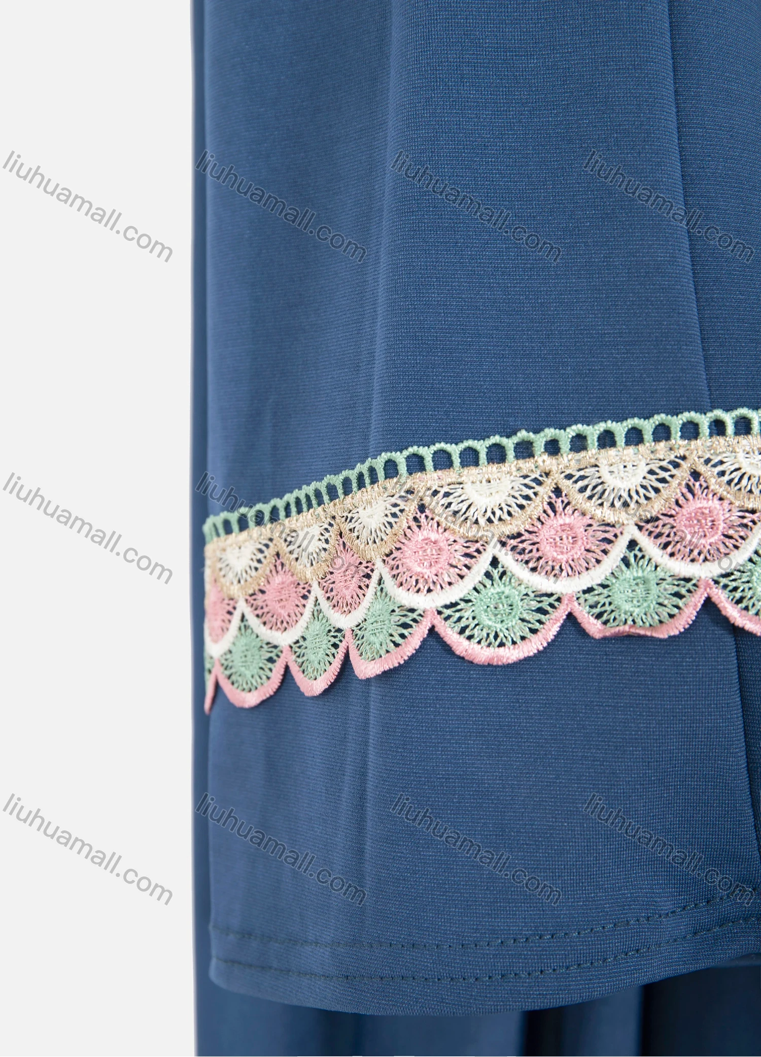 Wholesale Women's Islamic Modest Prayer Guipure Lace Trim Maxi Abaya Dress With Hijab 2 Pieces Set - Liuhuamall