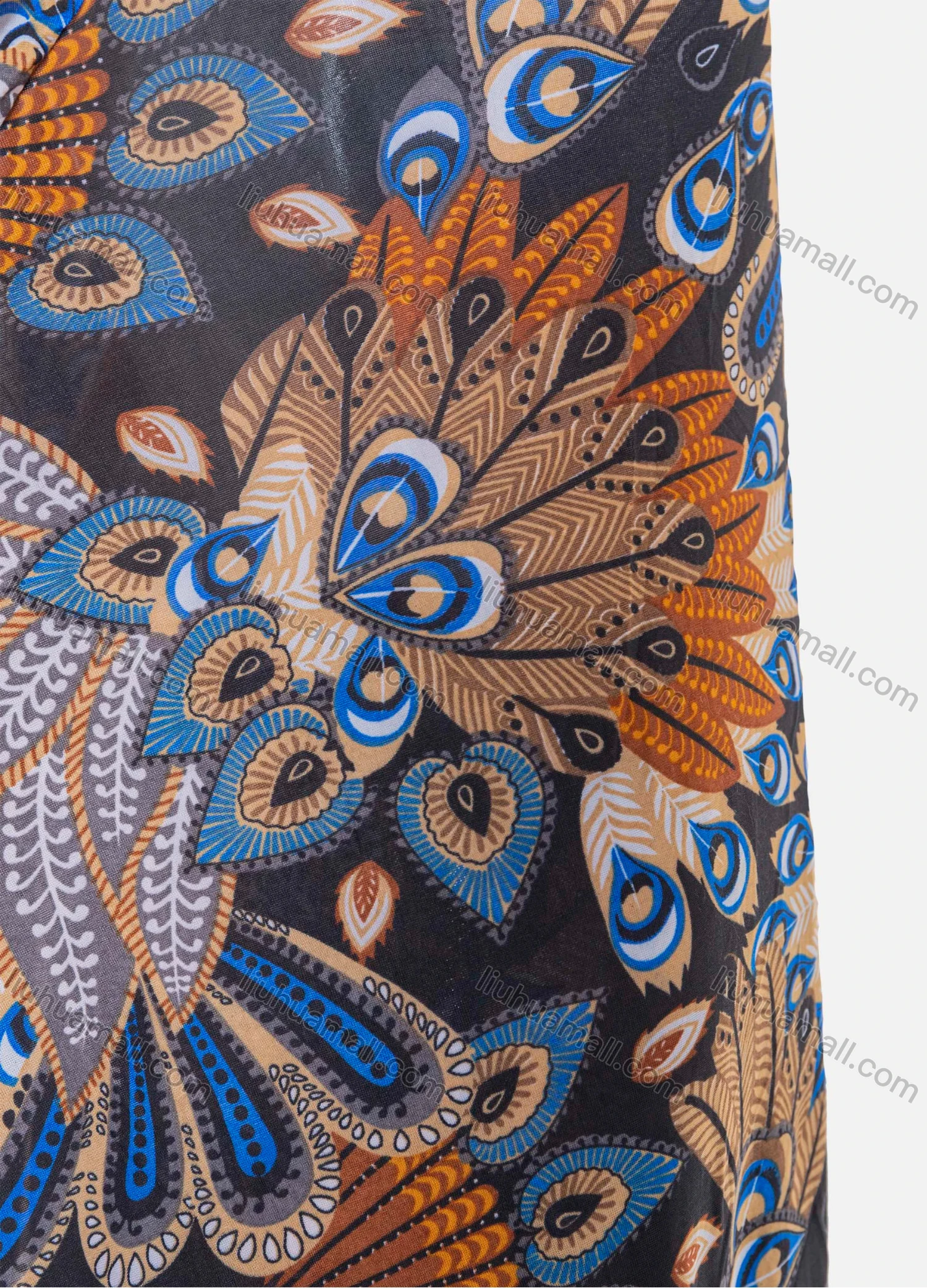 Wholesale Women's Islamic Modest Prayer Vintage Feather Print Maxi Abaya Dress With Hijab 2 Pieces Set - Liuhuamall