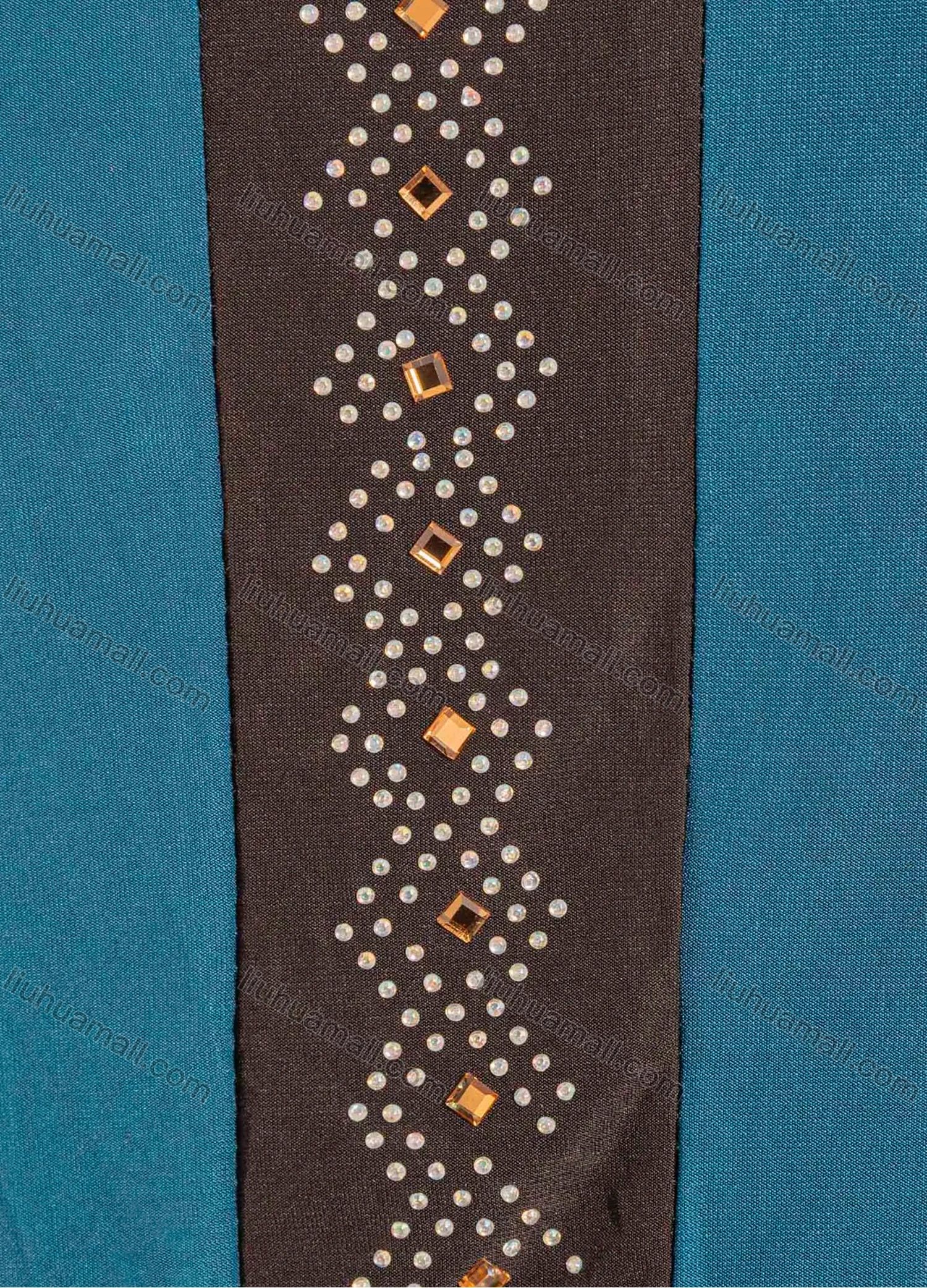 Wholesale Women's Muslim Islamic Modest Prayer Half Sleeve Rhinestone Knee Length Abaya Dress With Hijab 2 Pieces Set - Liuhuamall