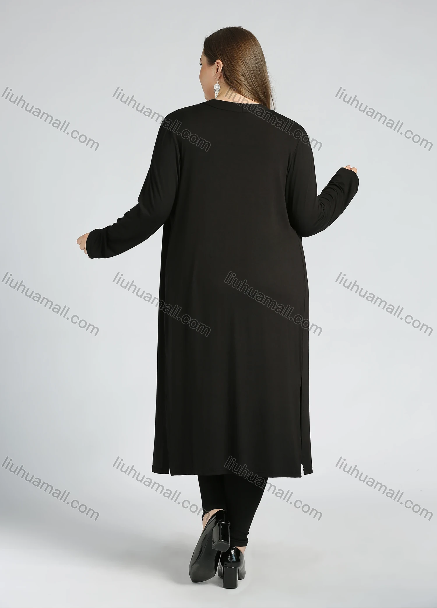 Wholesale Women's Plus Size Elegant Long Sleeve Open Front Embroidery Cardigan - Liuhuamall