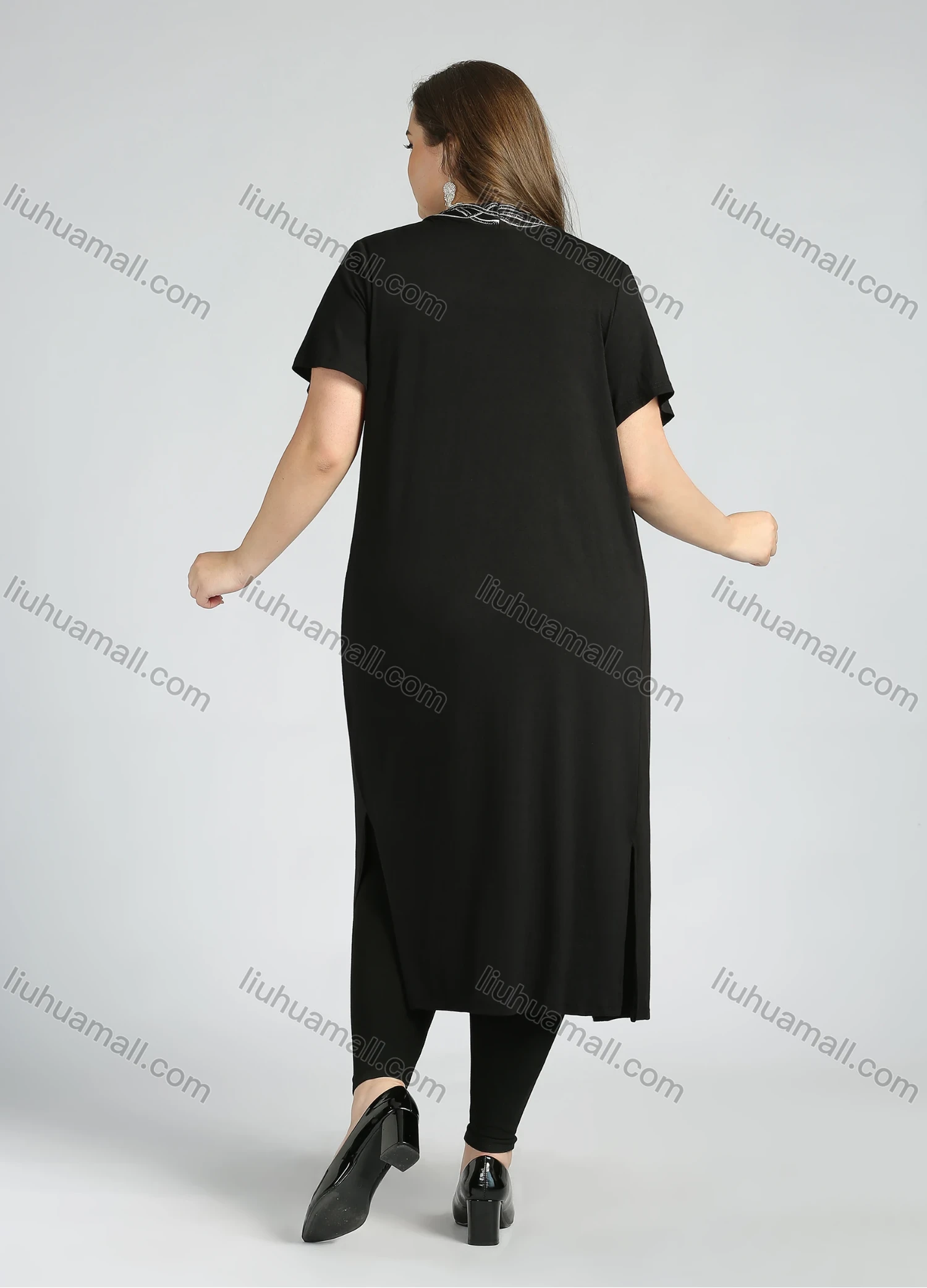 Wholesale Women's Plus Size Casual Short Sleeve Open Front Embroidery Cardigan - Liuhuamall