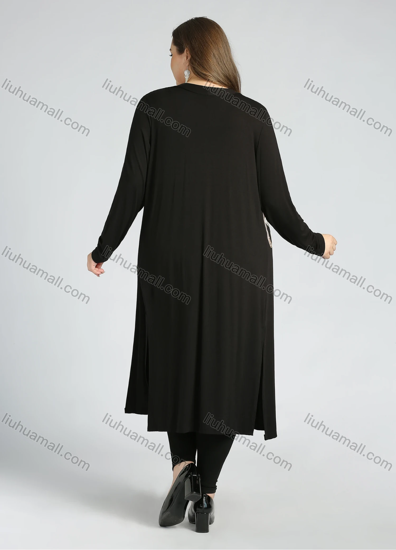 Wholesale Women's Plus Size Casual Long Sleeve Open Front Embroidery Cardigan - Liuhuamall