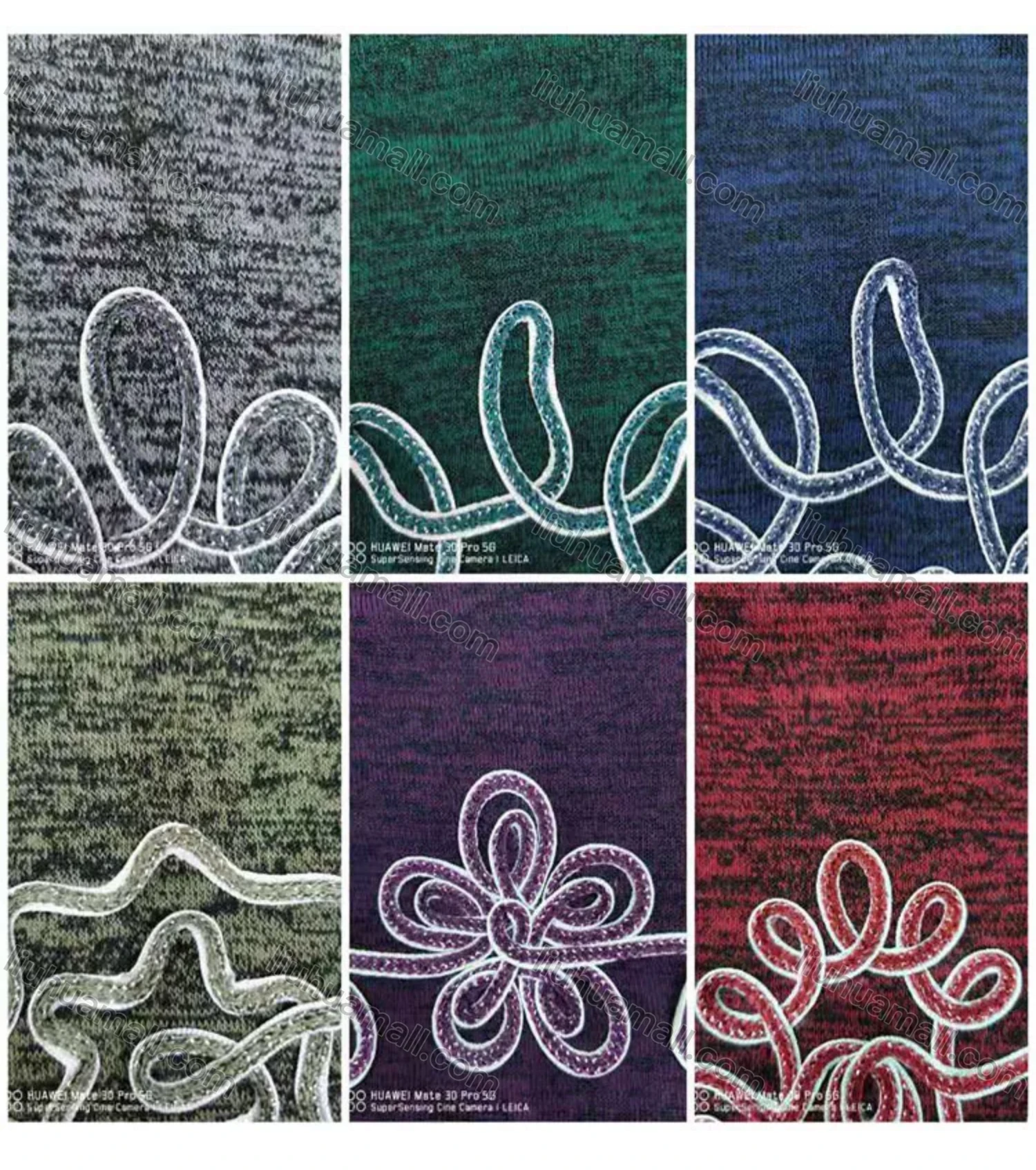 Wholesale Women's Elegant Round Neck Long Sleeve Floral Embroidery Slit Hem Knit Top - Liuhuamall