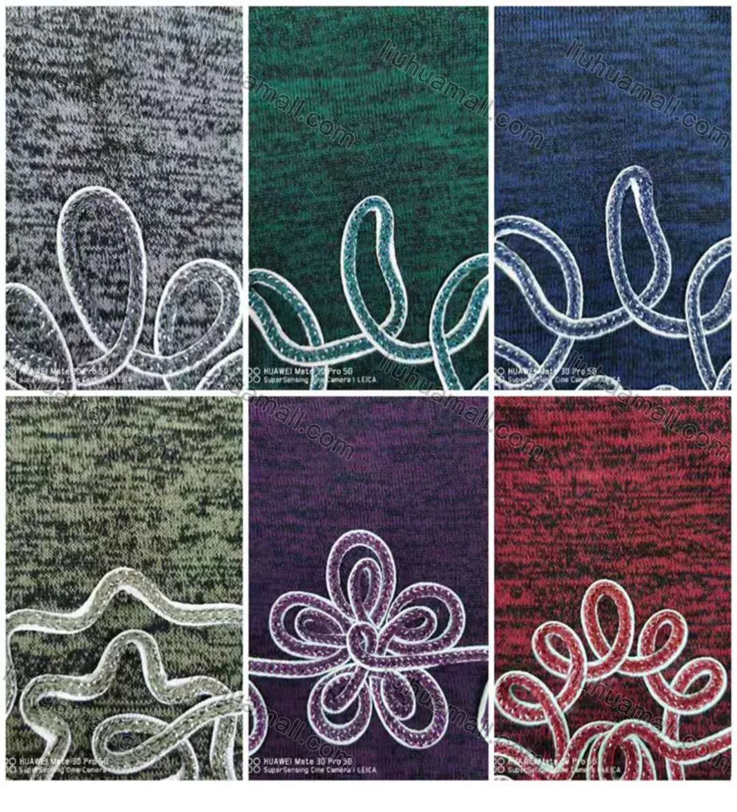 Wholesale Women's Elegant Round Neck Long Sleeve Floral Embroidery Slit Hem Knit Top - Liuhuamall