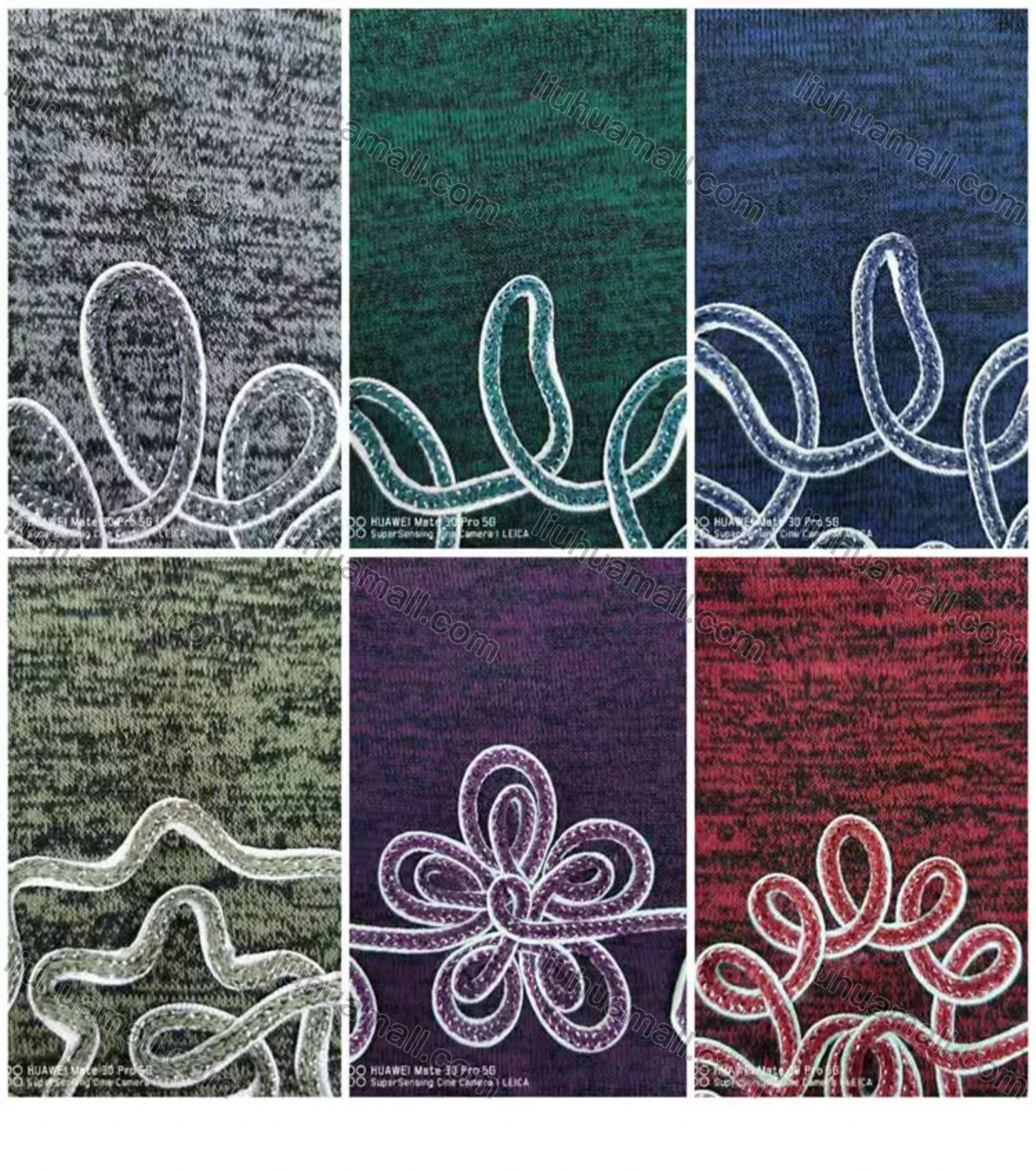 Wholesale Women's Elegant Round Neck Long Sleeve Floral Embroidery Slit Hem Knit Top - Liuhuamall