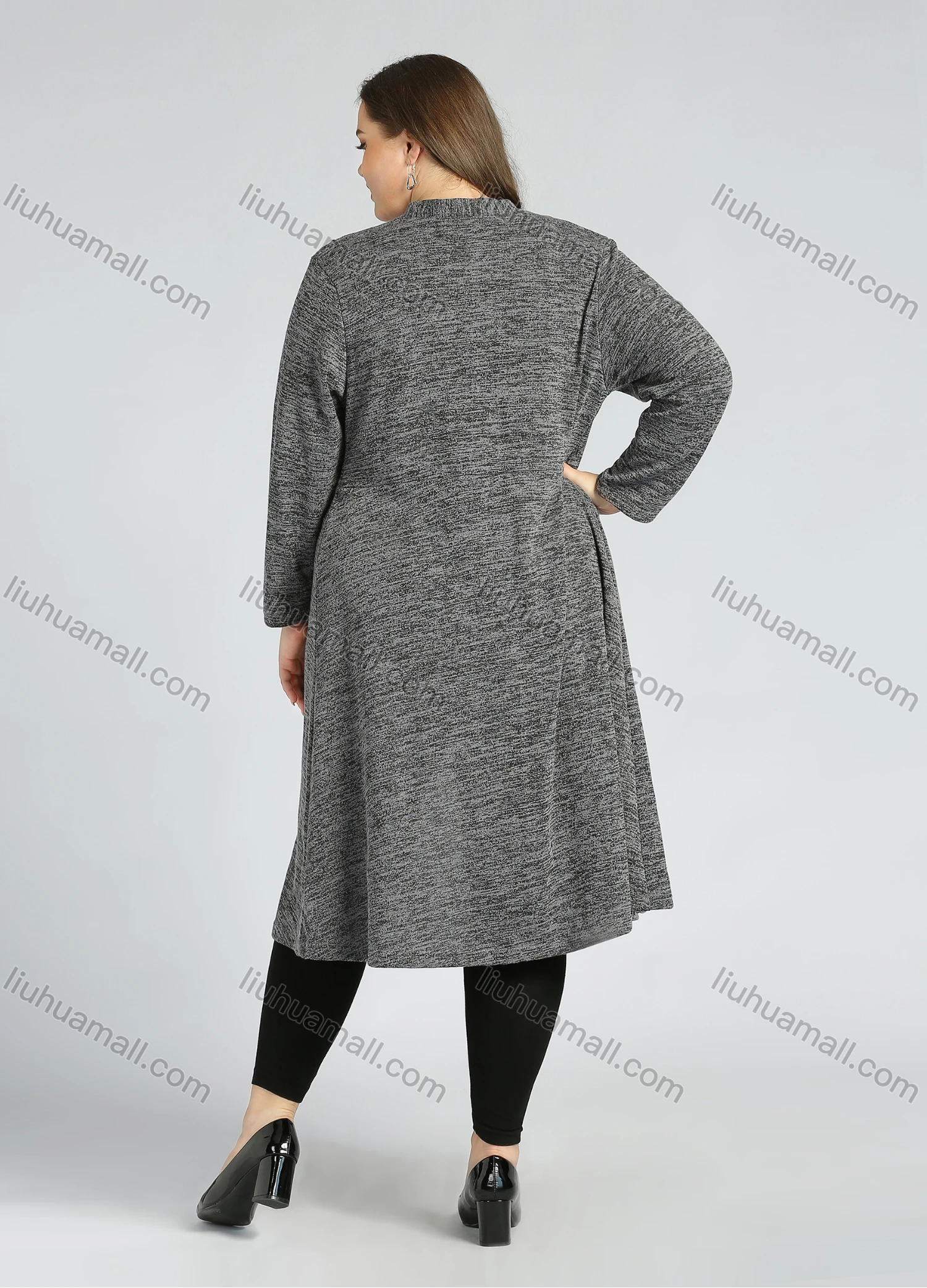 Wholesale Women's Plus Size Elegant Open Front Long Sleeve Floral Embroidery Knit Cardigan - Liuhuamall