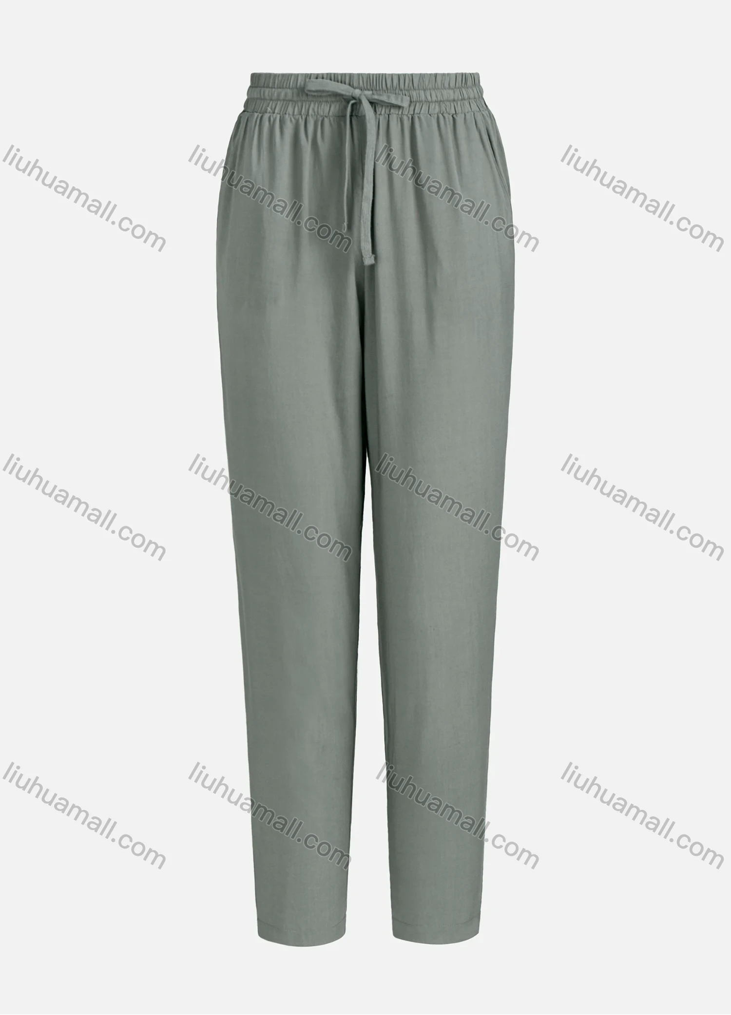 Wholesale Women's Plain Ruched Drawstring Elastic Waist Casual Pants - Liuhuamall