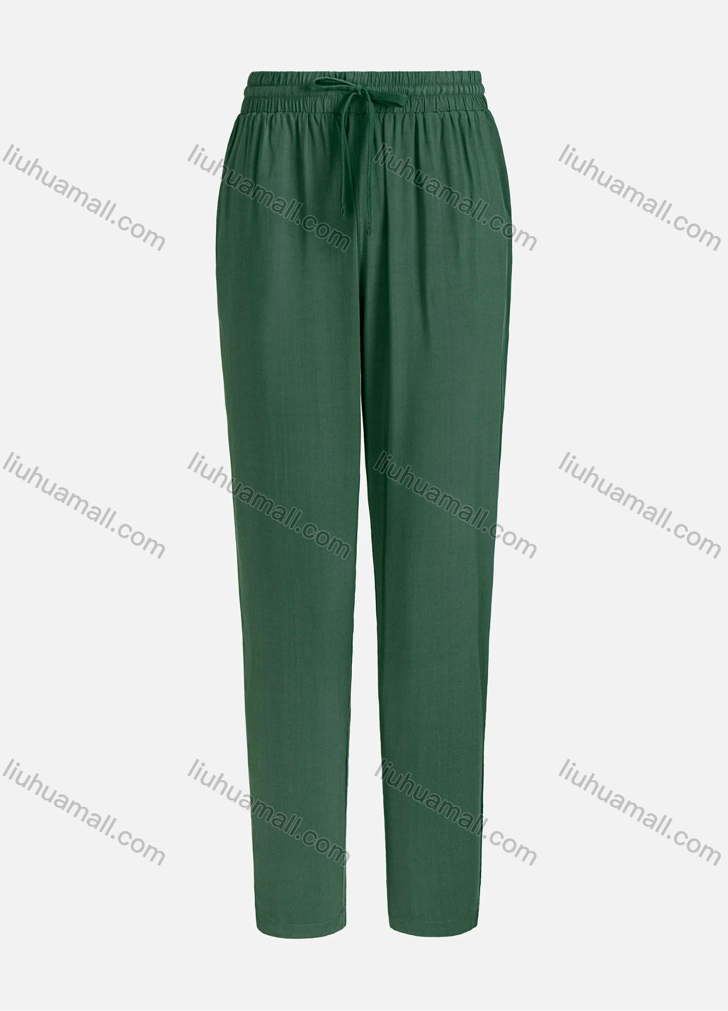 Wholesale Women's Plain Ruched Drawstring Elastic Waist Casual Pants - Liuhuamall