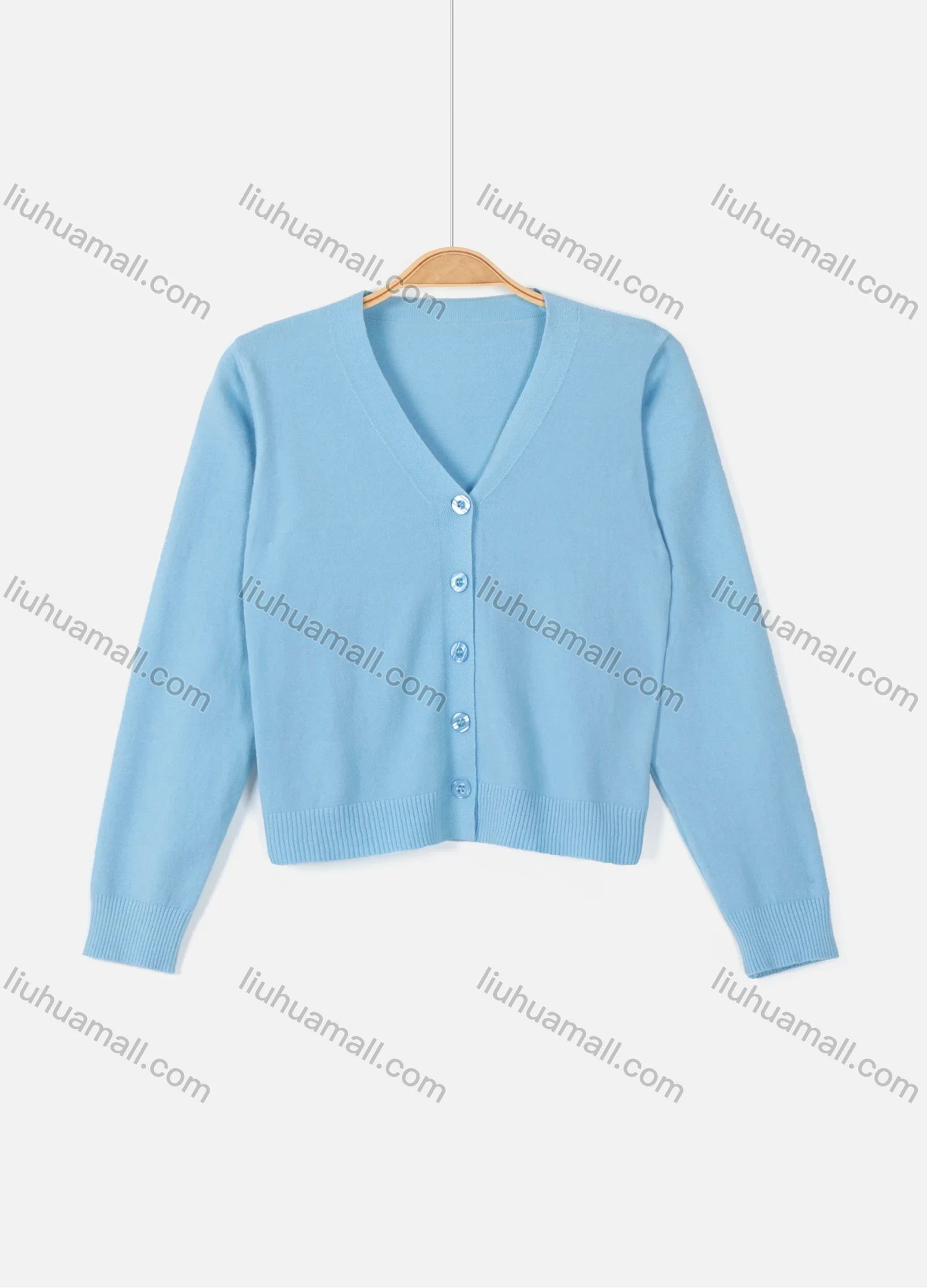 Wholesale Women's Causal V Neck Button Down Plain Knit Cardigan - Liuhuamall