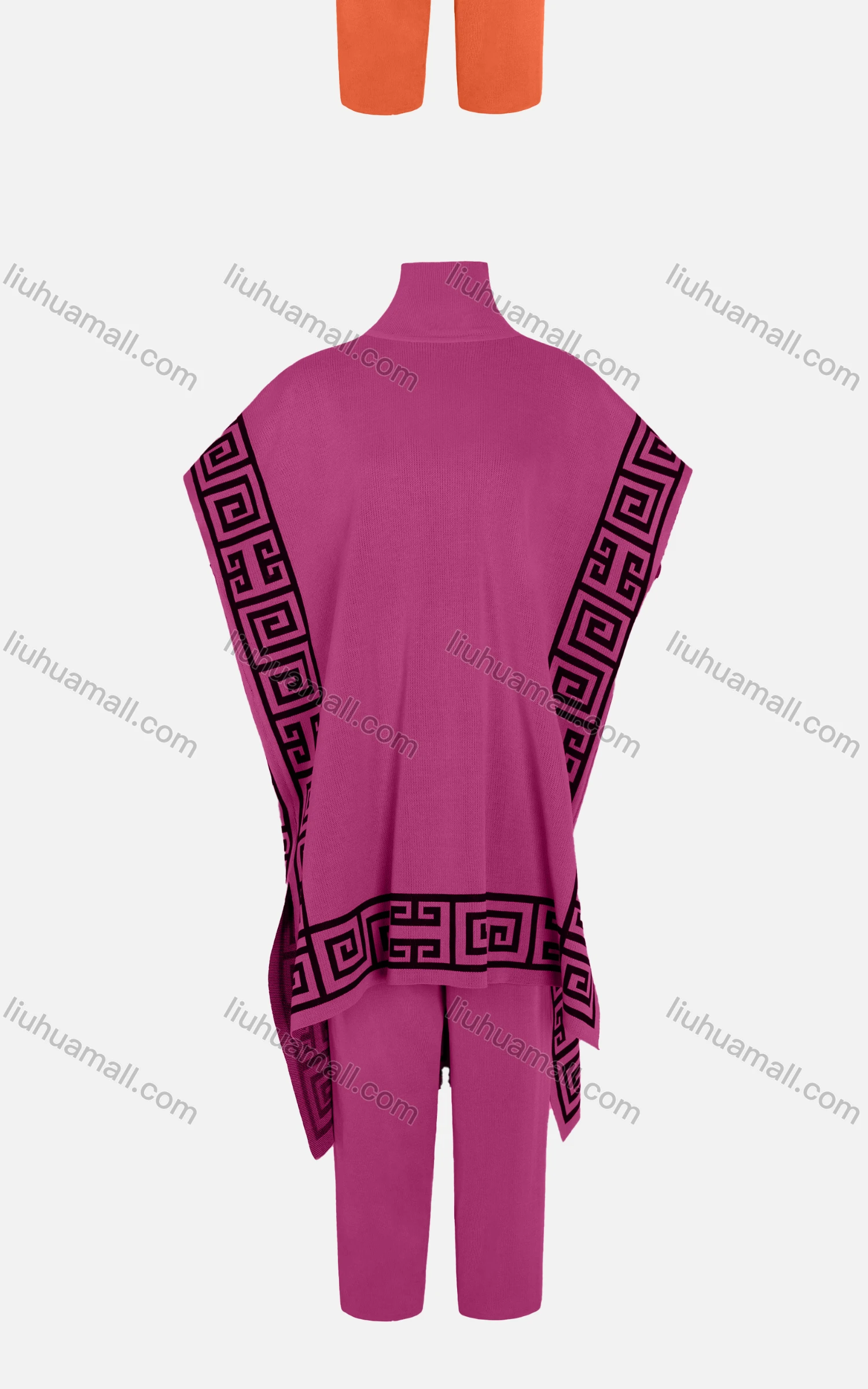 Wholesale Women's Casual Batwing Sleeve High Low Hem Capes With Straight Leg Trousers Set - Liuhuamall