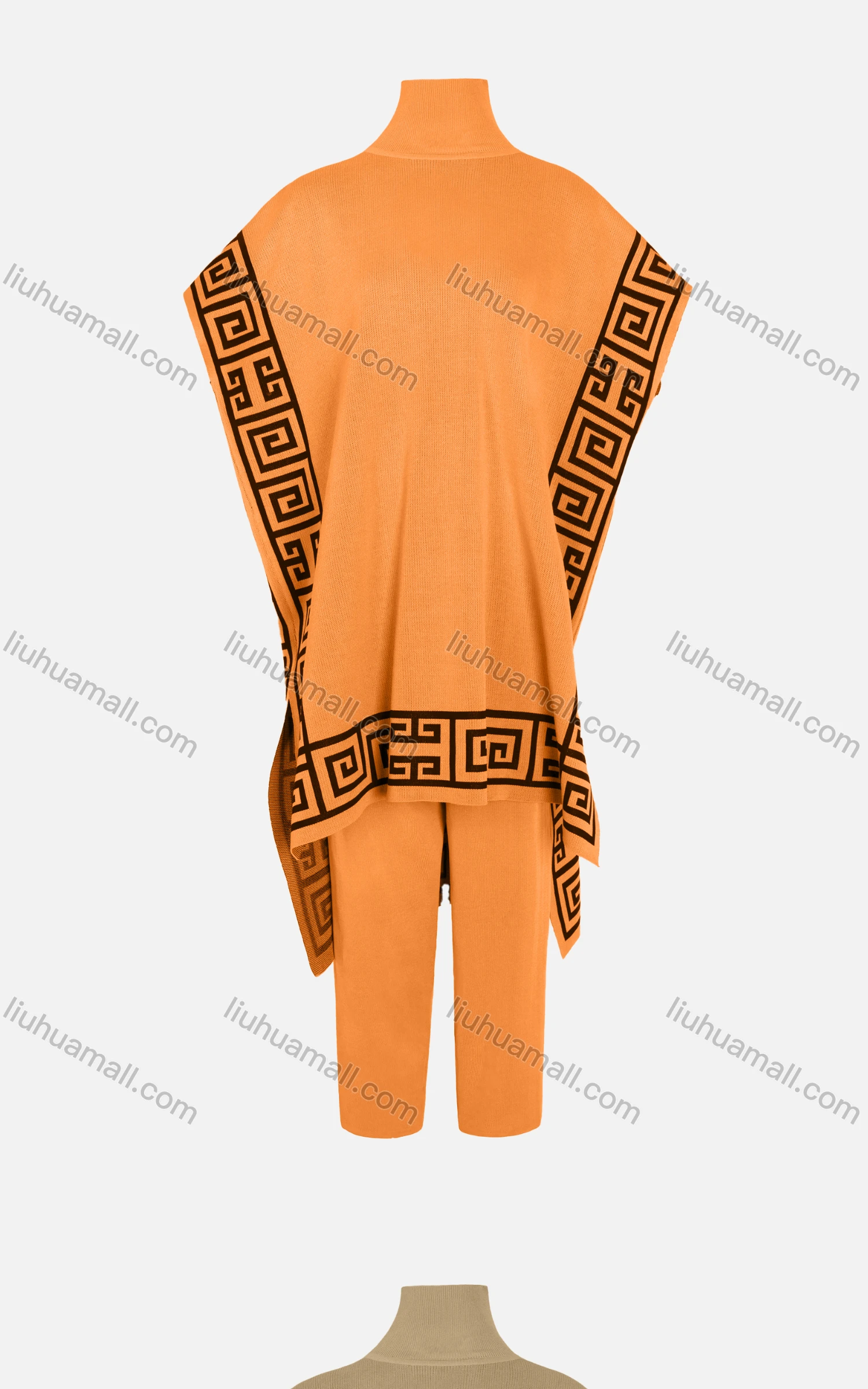 Wholesale Women's Casual Batwing Sleeve High Low Hem Capes With Straight Leg Trousers Set - Liuhuamall