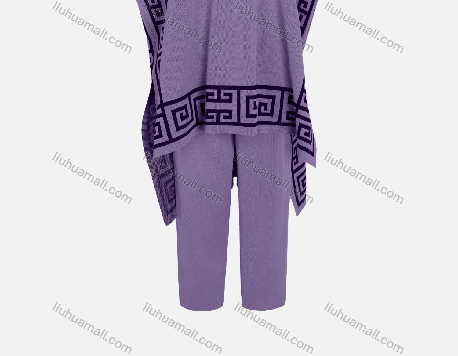 Wholesale Women's Casual Batwing Sleeve High Low Hem Capes With Straight Leg Trousers Set - Liuhuamall