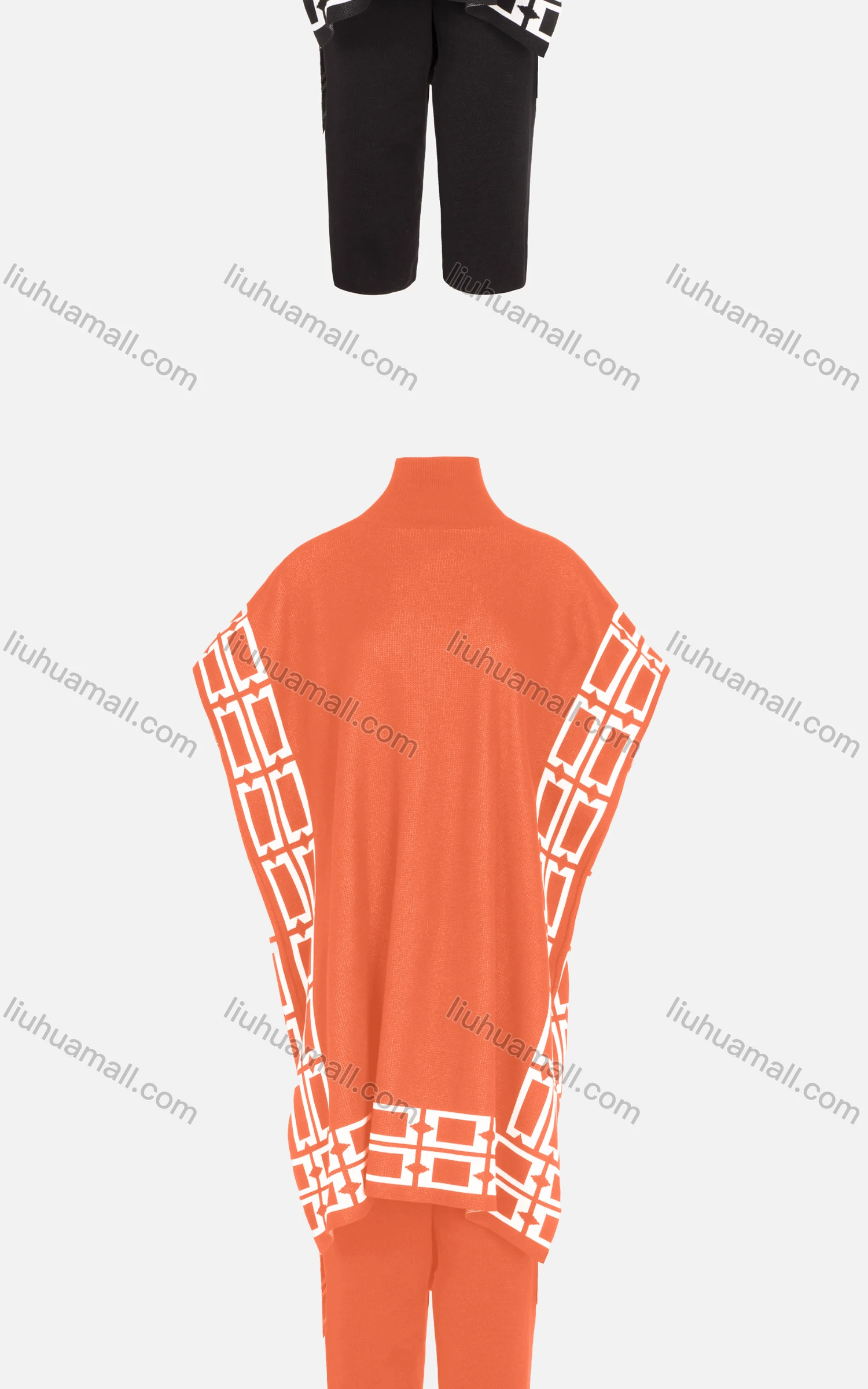 Wholesale Women's Casual Batwing Sleeve High Low Hem Grid Print Capes & Trousers 2 Piece Set - Liuhuamall