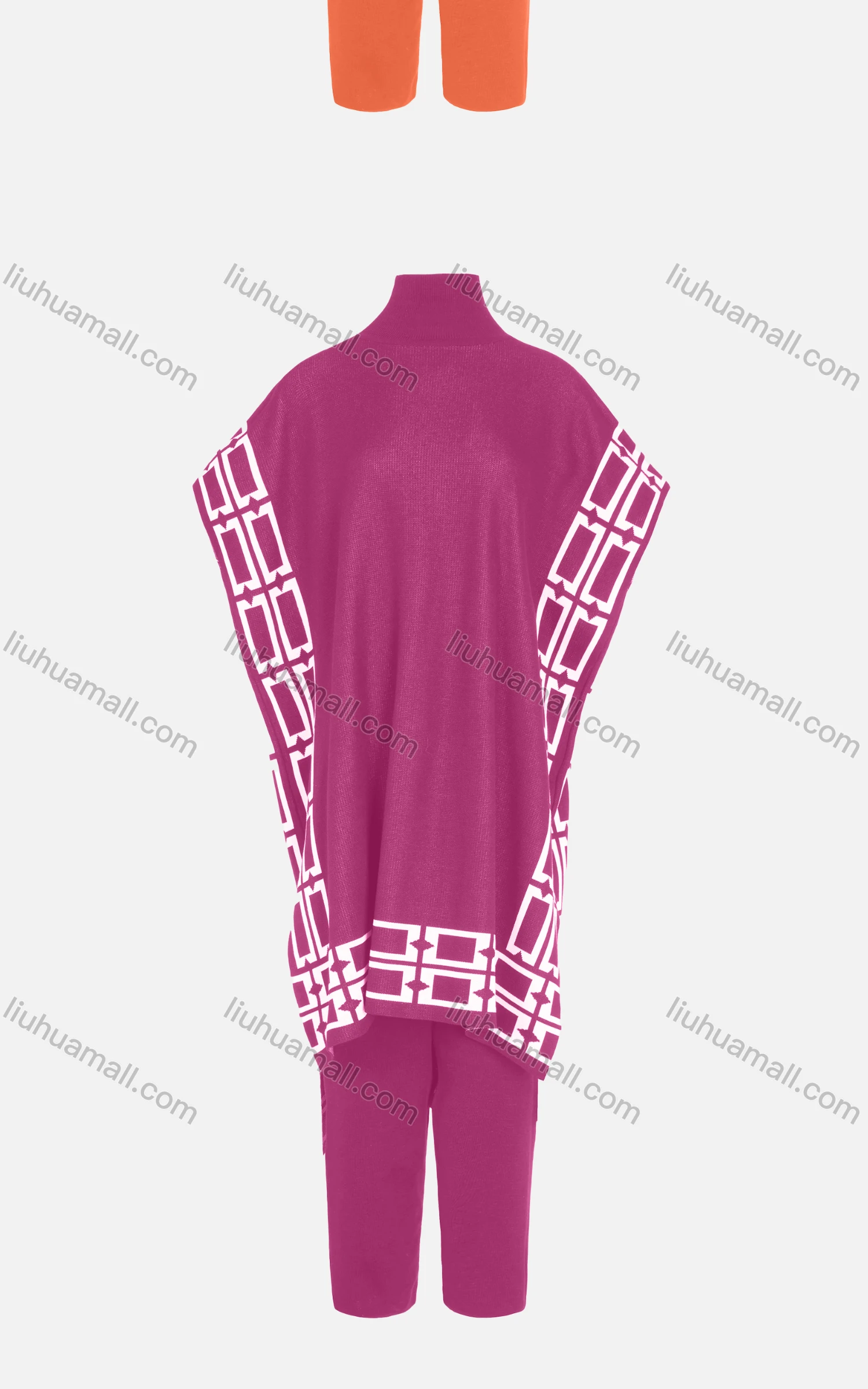 Wholesale Women's Casual Batwing Sleeve High Low Hem Grid Print Capes & Trousers 2 Piece Set - Liuhuamall