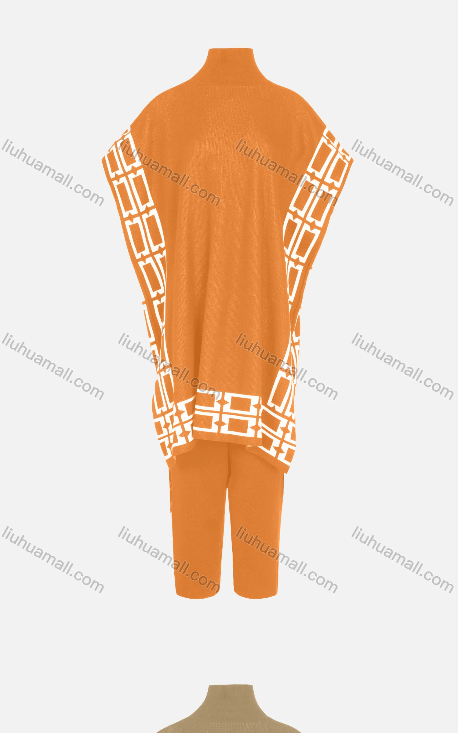 Wholesale Women's Casual Batwing Sleeve High Low Hem Grid Print Capes & Trousers 2 Piece Set - Liuhuamall