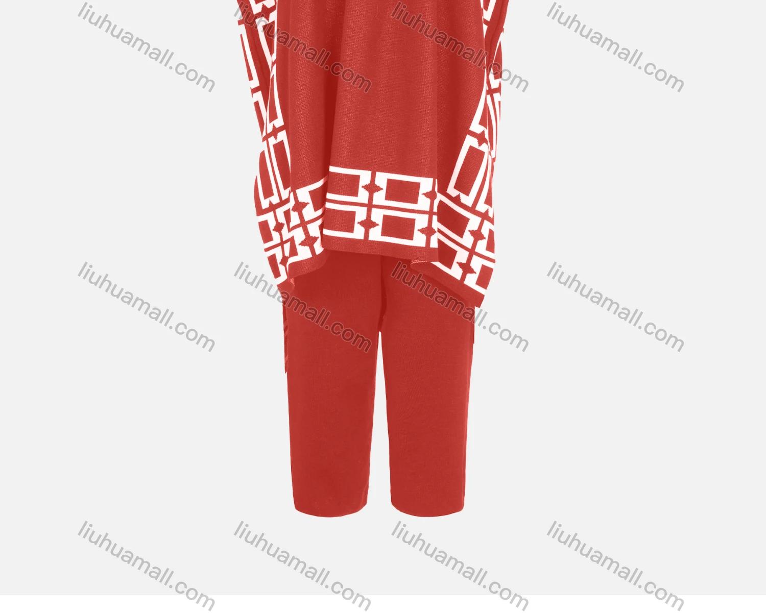 Wholesale Women's Casual Batwing Sleeve High Low Hem Grid Print Capes & Trousers 2 Piece Set - Liuhuamall