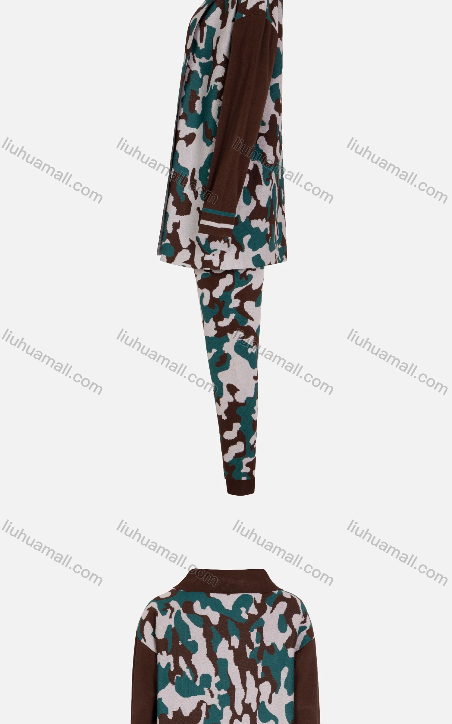 Wholesale Women's Casual Long Sleeve Camo Knit Top & Trousers 2 Piece Set - Liuhuamall