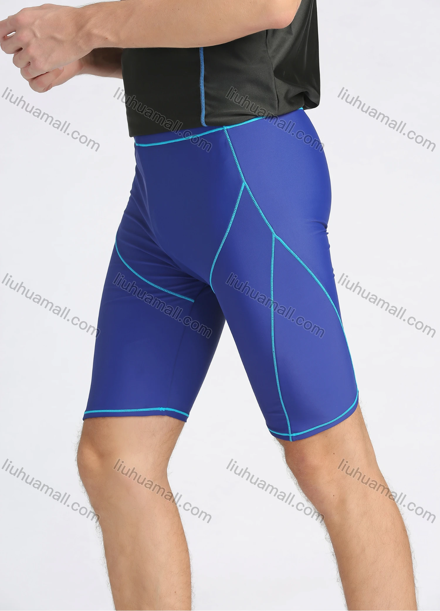 Wholesale Men's Round Neck Short Sleeve Contrast Color 2 Piece Swimsuit Set - Liuhuamall