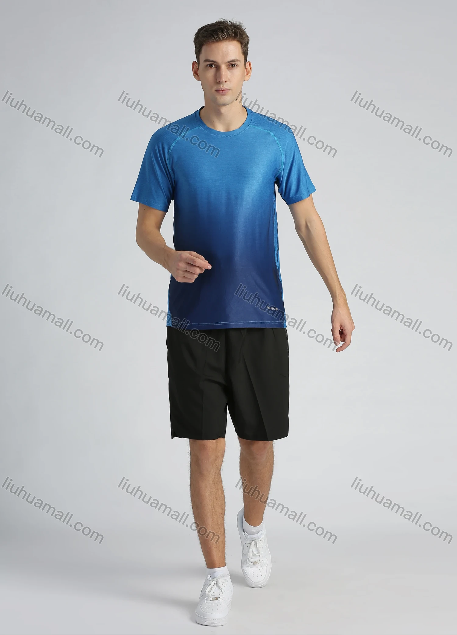 Wholesale Men's Sporty Crew Neck Gradient Short Sleeve Quick-dry Breathable Athletic T-shirt - Liuhuamall