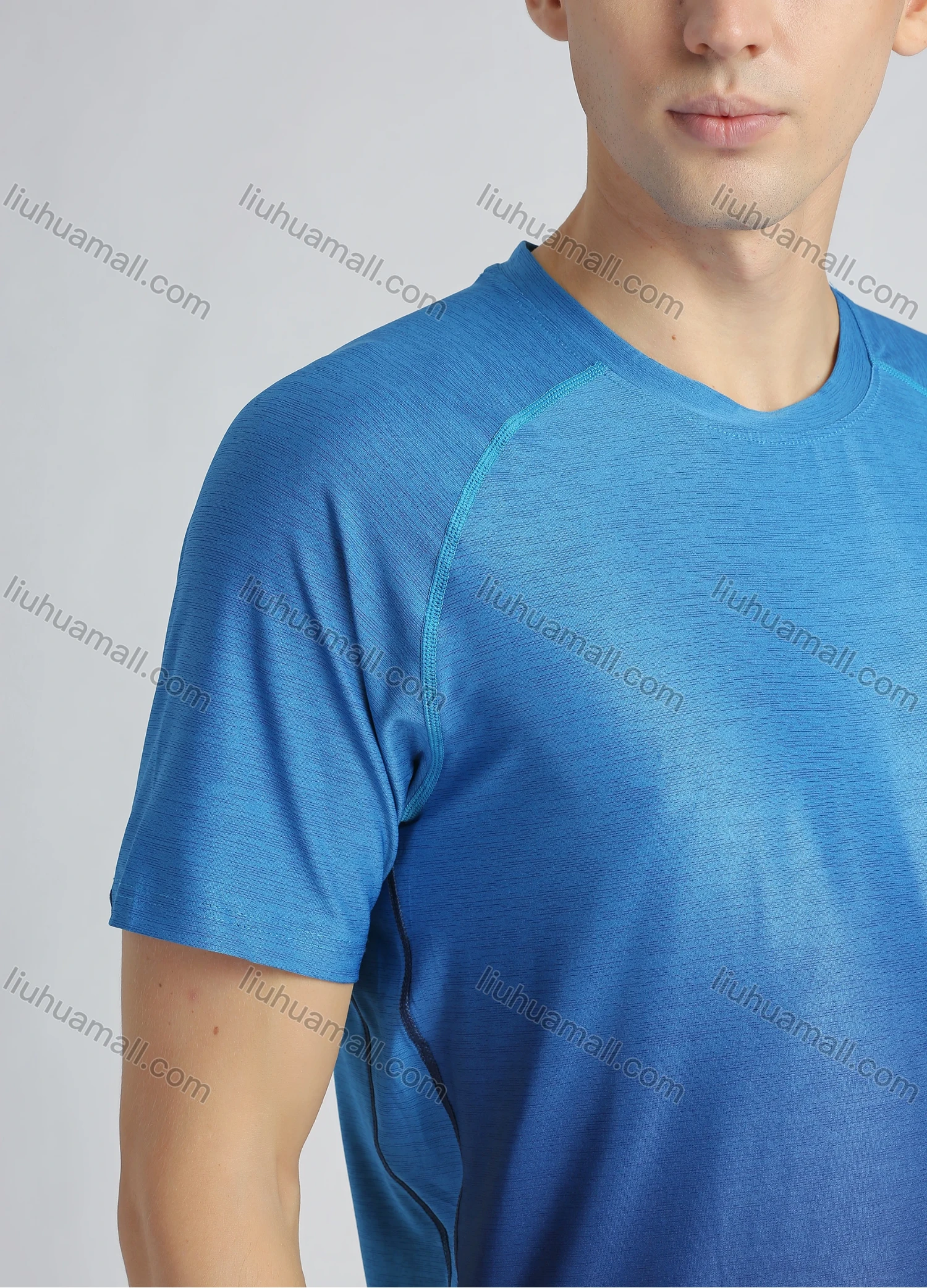 Wholesale Men's Sporty Crew Neck Gradient Short Sleeve Quick-dry Breathable Athletic T-shirt - Liuhuamall
