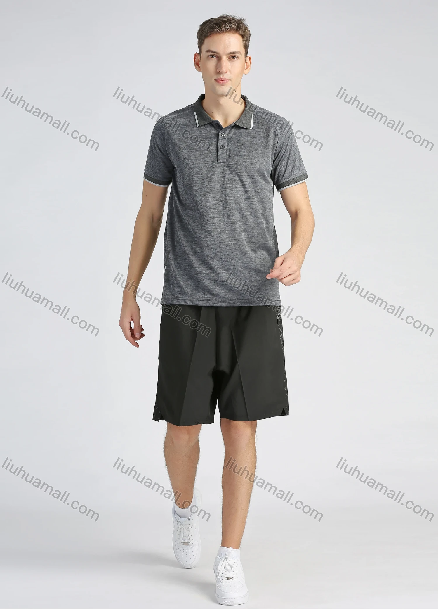 Wholesale Men's Sporty Collared Short Sleeve Quick-dry Breathable Polo Shirt - Liuhuamall