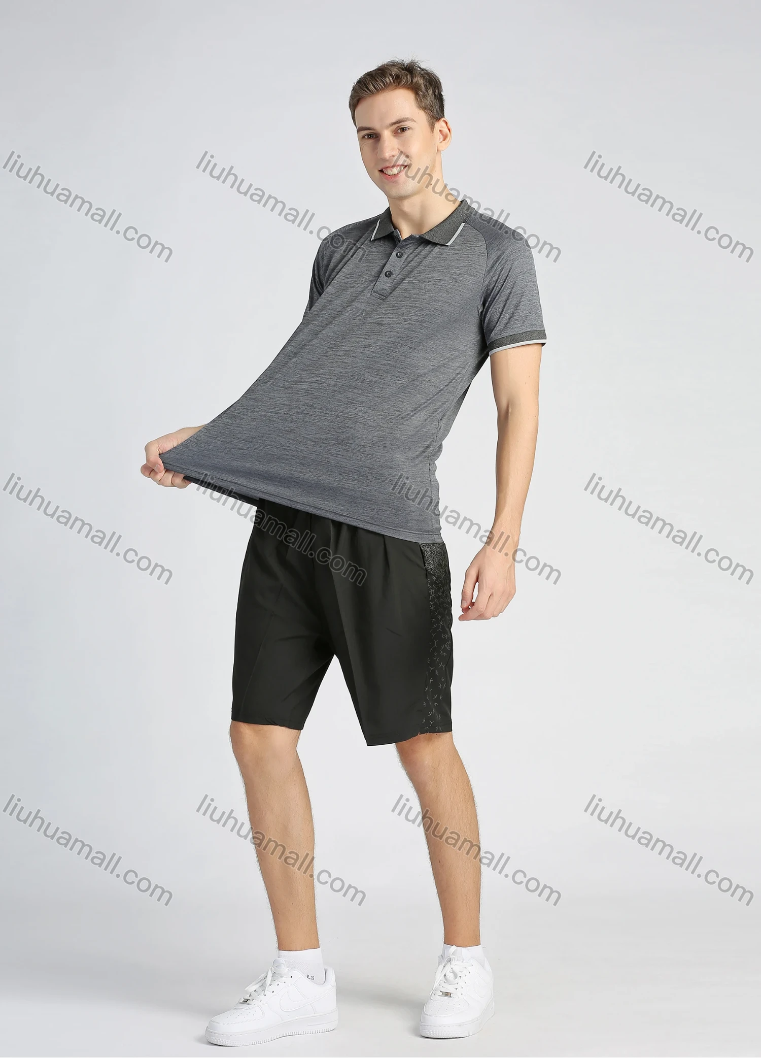 Wholesale Men's Sporty Collared Short Sleeve Quick-dry Breathable Polo Shirt - Liuhuamall