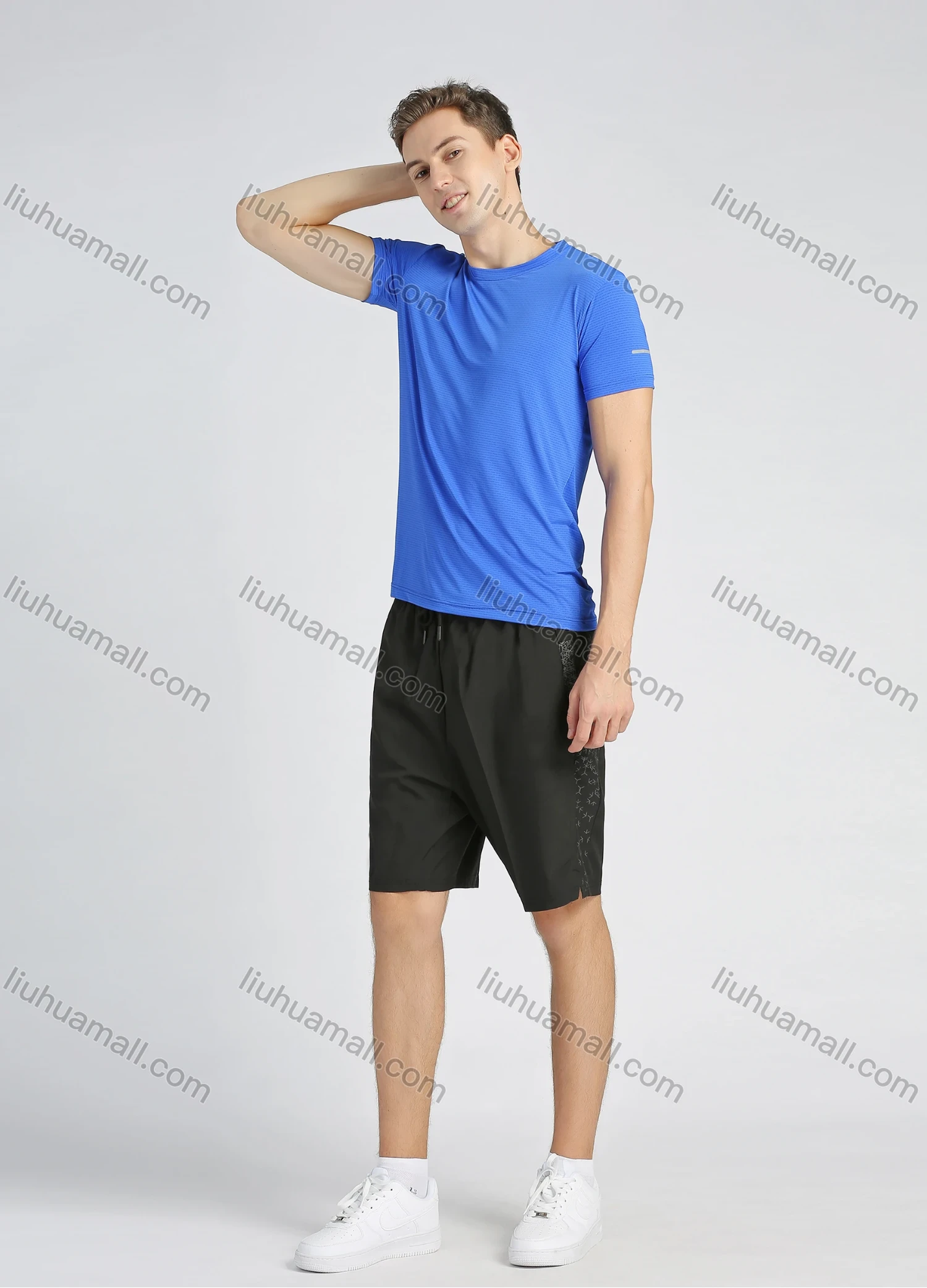 Wholesale Men's Sporty Crew Neck Short Sleeve Plain Quick-dry Breathable Athletic T-shirt - Liuhuamall