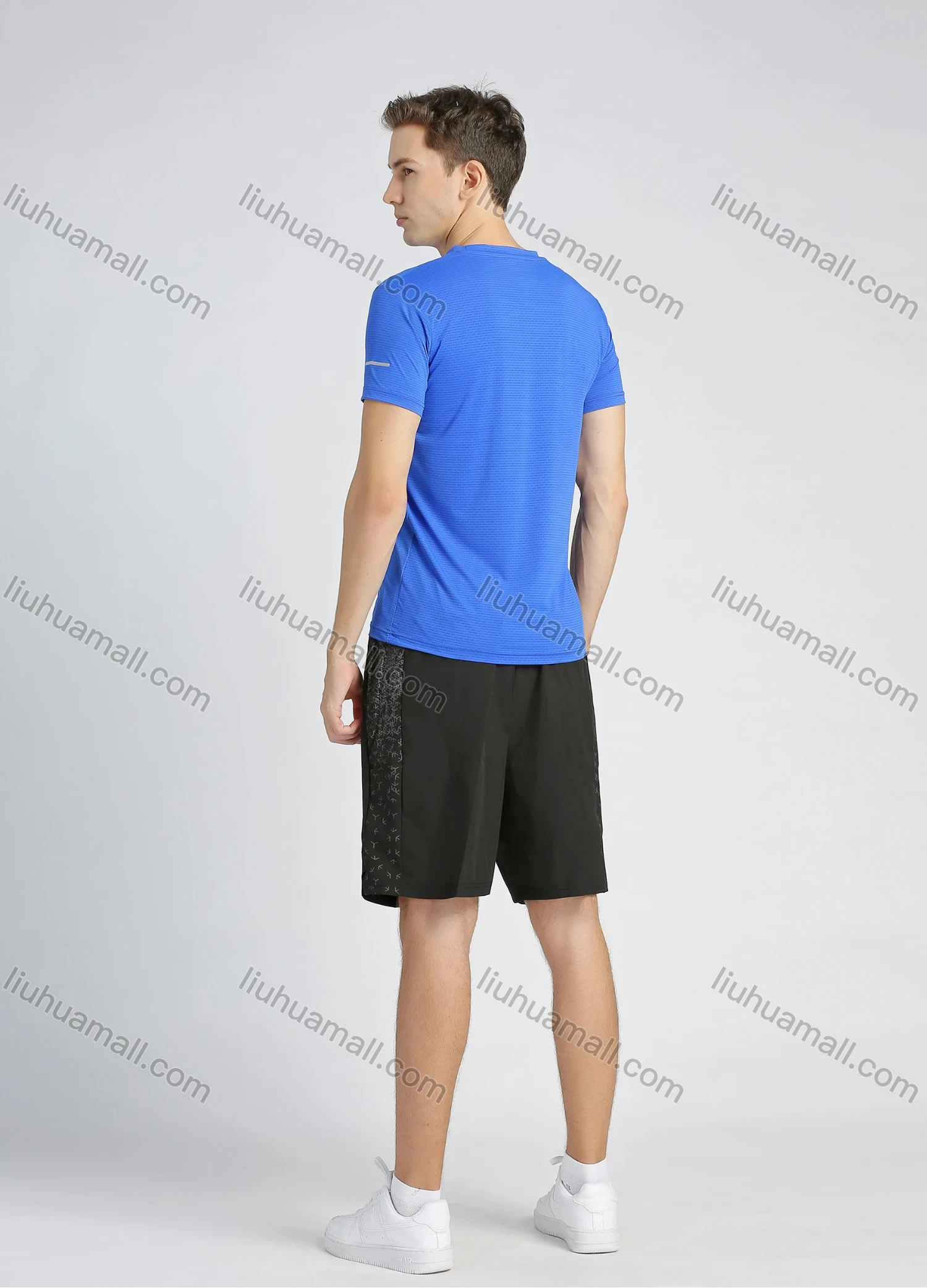 Wholesale Men's Sporty Crew Neck Short Sleeve Plain Quick-dry Breathable Athletic T-shirt - Liuhuamall