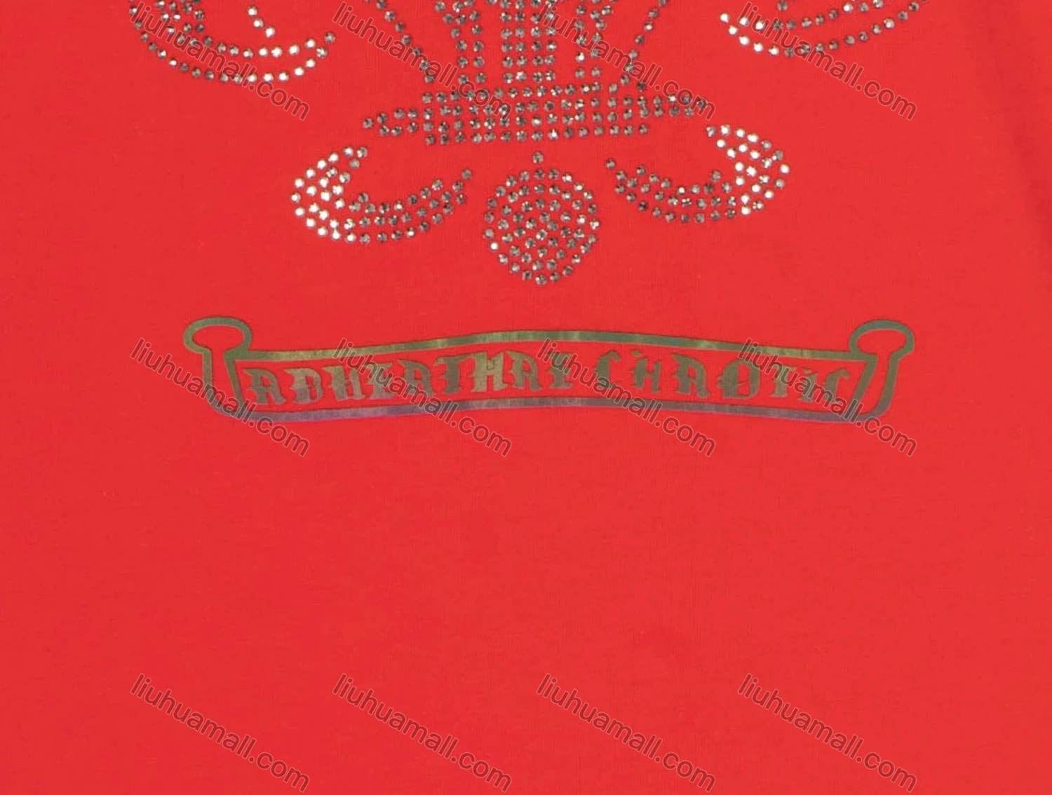 Wholesale Men's Casual Flocking Rhinestone Slogan Print Round Neck T-Shirt - Liuhuamall