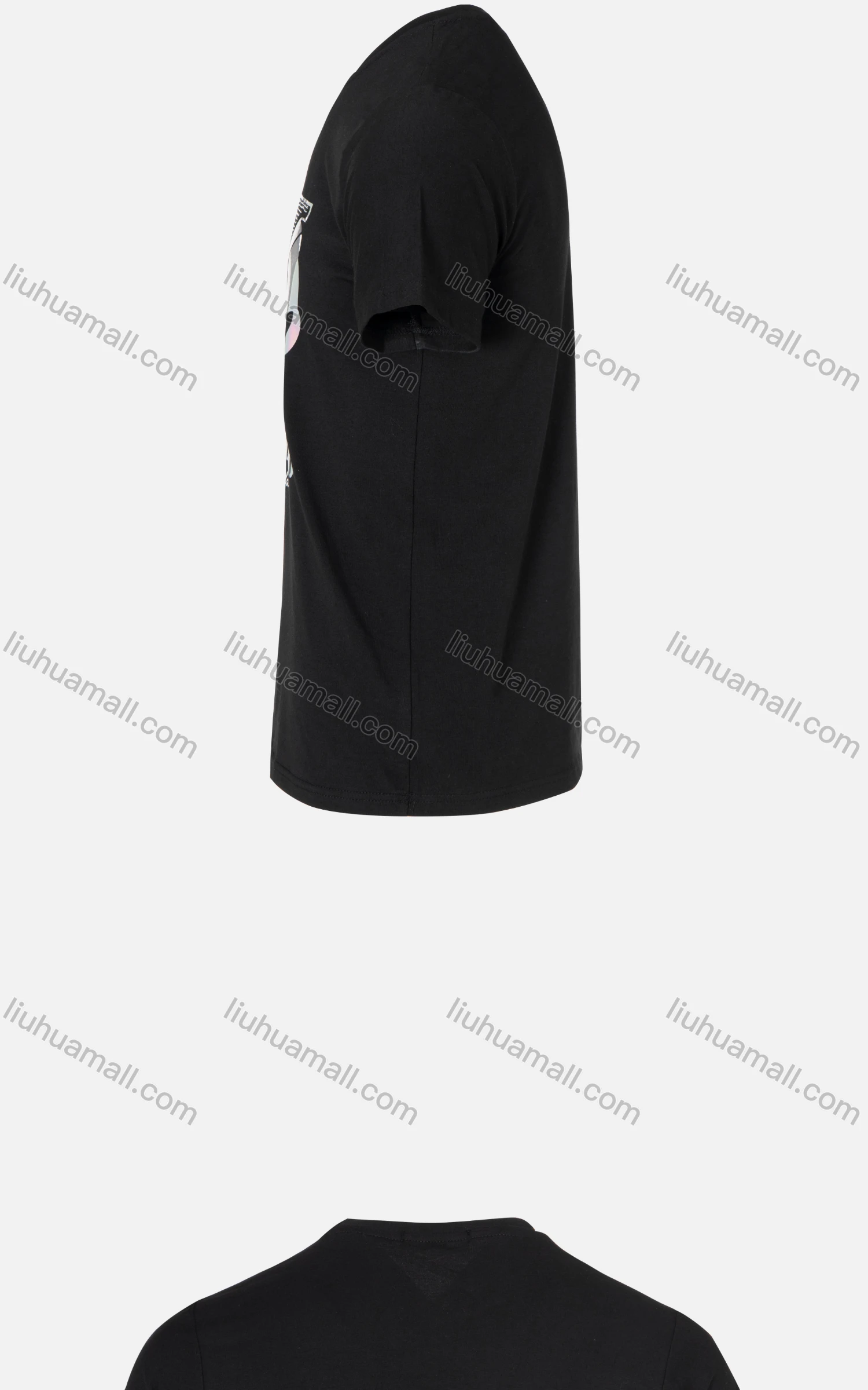 Wholesale Men's Casual Reflective Graphic Letter Print Rhinestone Round Neck T-shirt - Liuhuamall